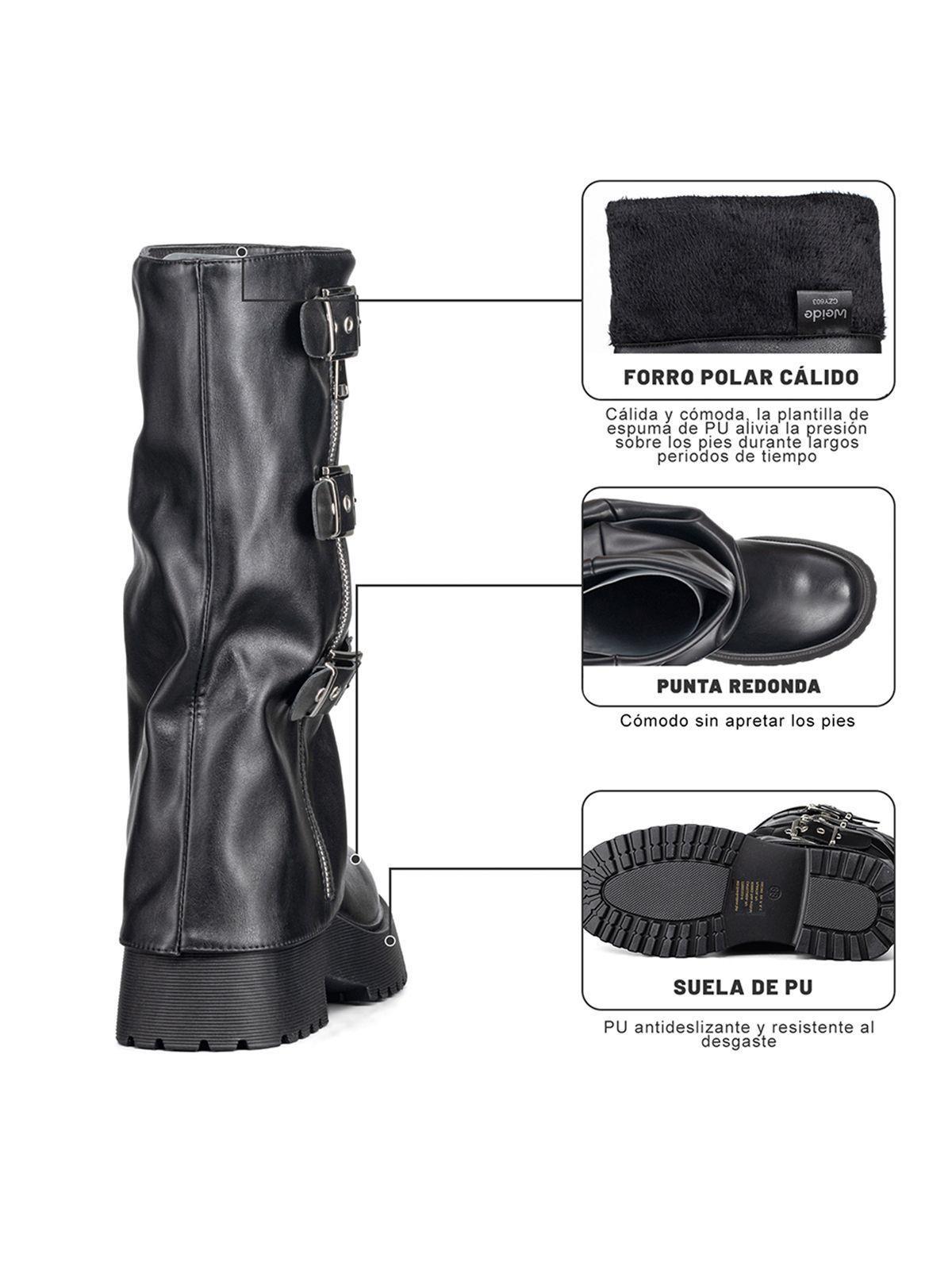 Botas Largas Casual Negro De Moda Mujer Weide RQ80-7