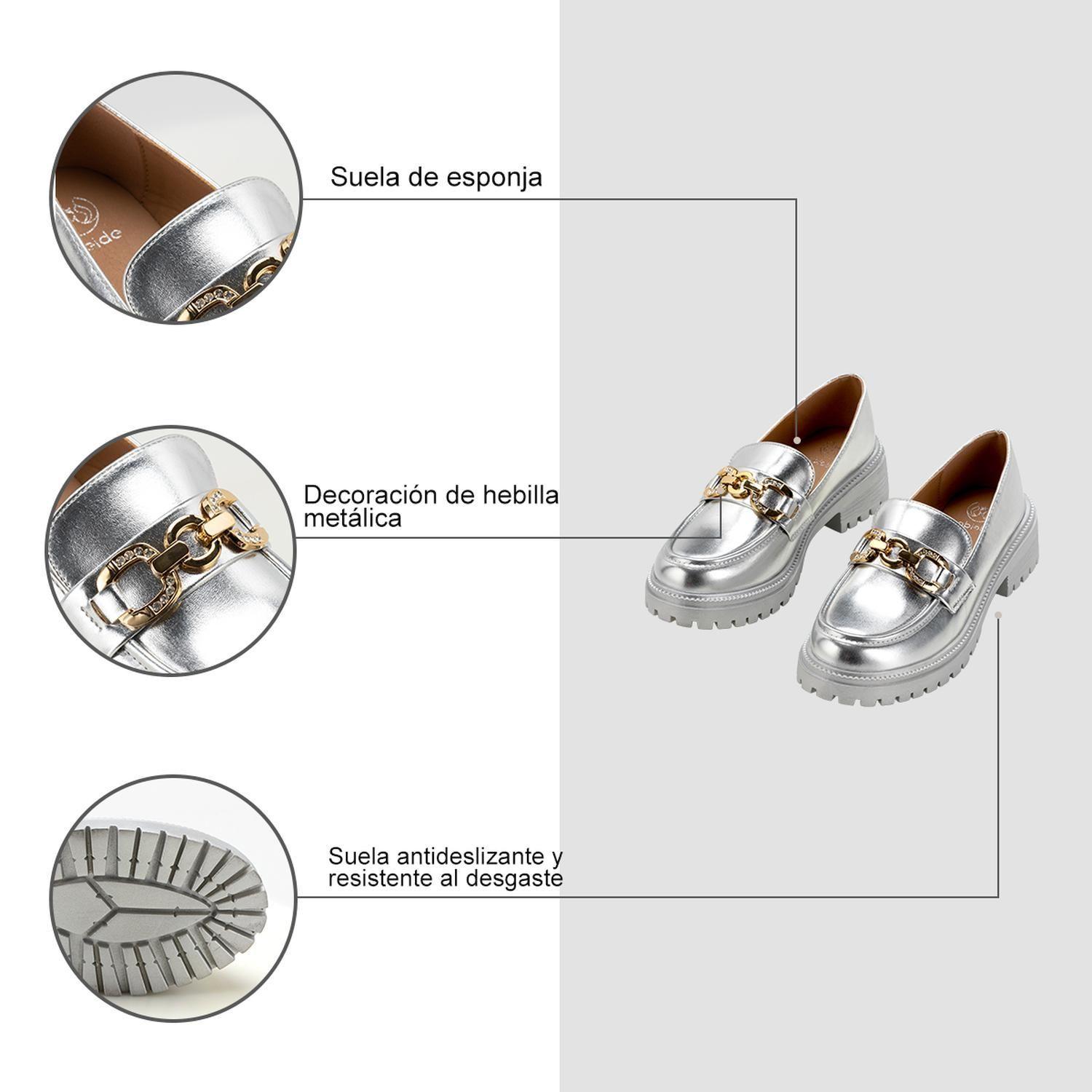 Zapato Taco Casual Eco cuero Mujer Plateado Weide JN20-5