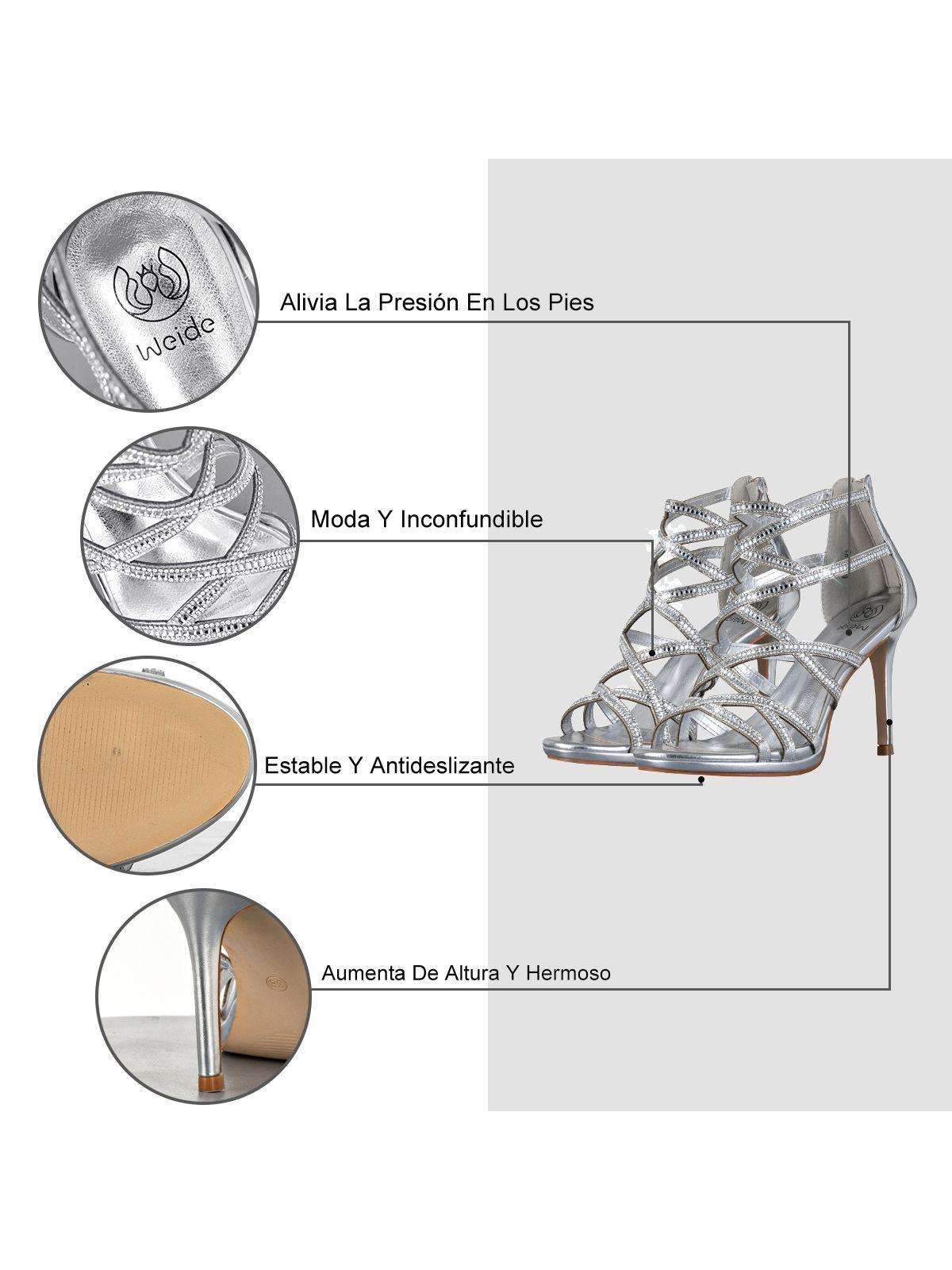 Sandalias Fiesta Moda Mujer Pedrería Taco Alto Weide GH132-7