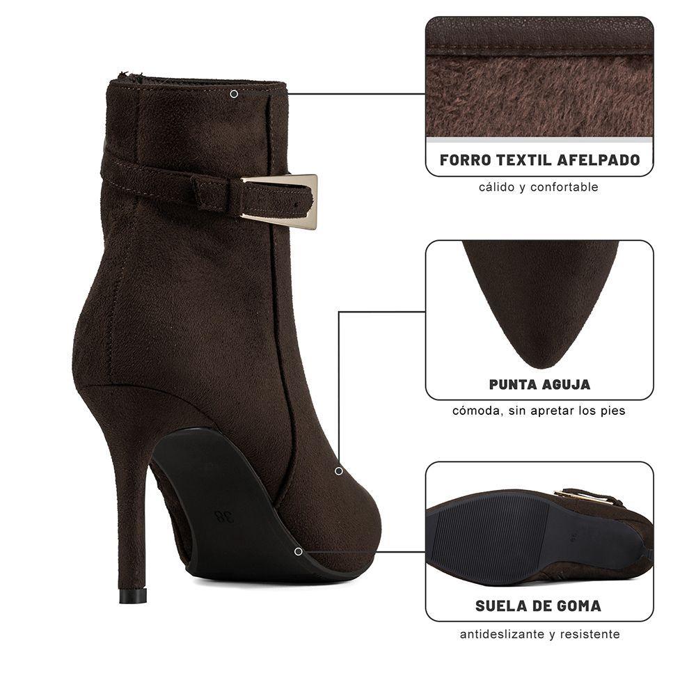 Botín Taco Alto Mujer Casual PU Textil Weide HX530-8