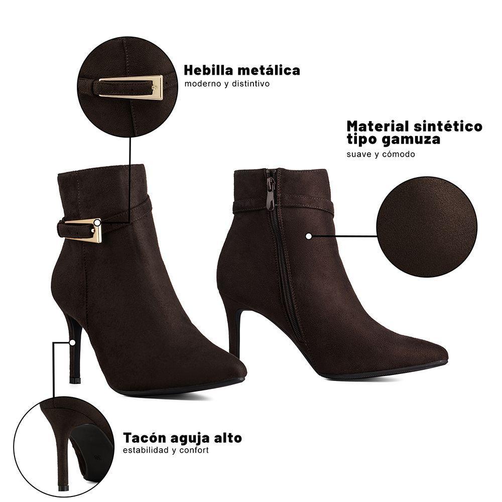 Botín Taco Alto Mujer Casual PU Textil Weide HX530-7