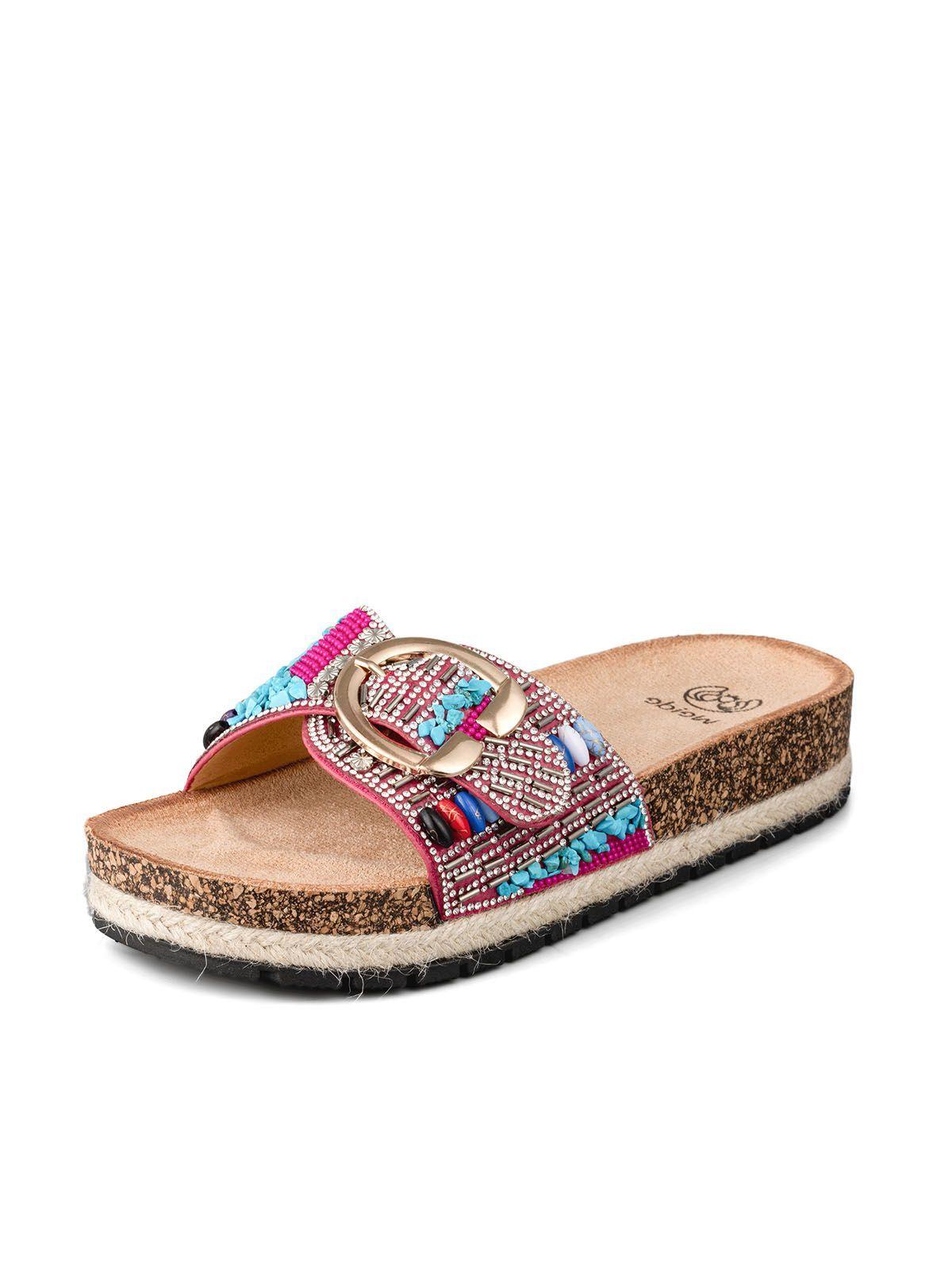 Sandalia Casual Vintage Mujer con Pedrería Weide LT138-0