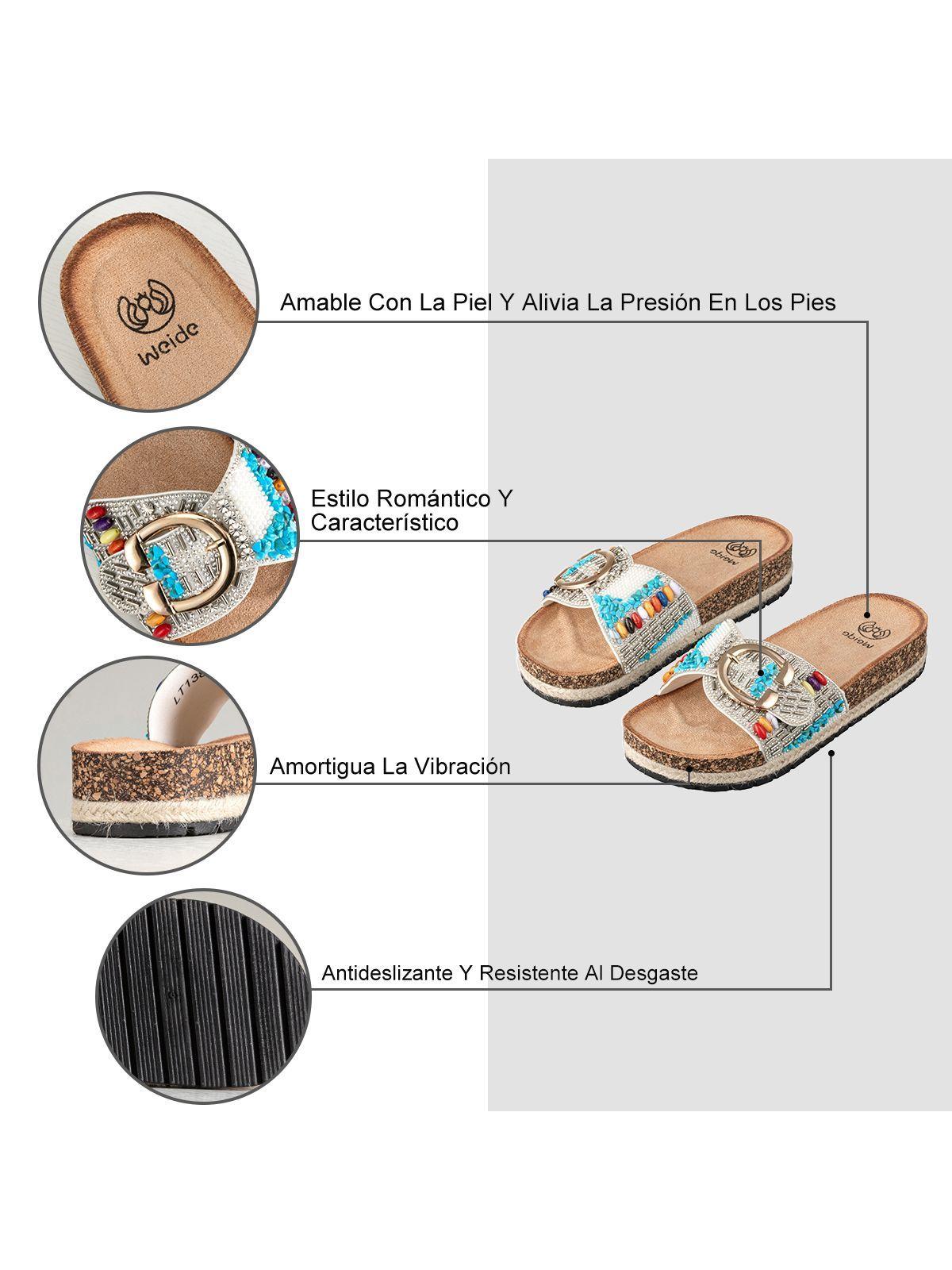 Sandalia Casual Vintage Mujer con Pedrería Weide LT138-5