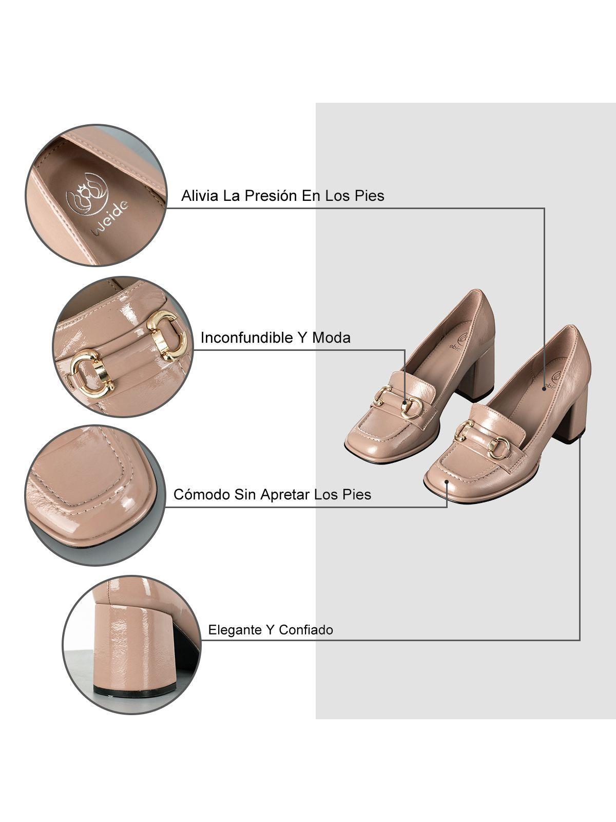 Zapatos Mocasin casual Taco Alto Charol Mujer Weide GH131-6