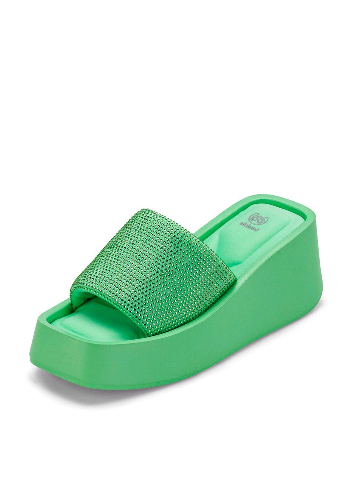 Sandalia Plataforma Verde Casual YJ31 Weide-0