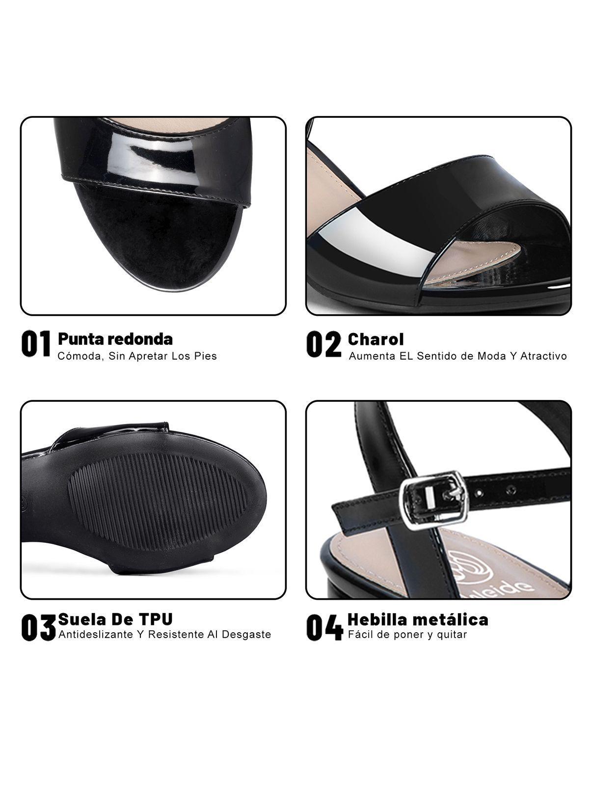 Sandalia Casual Taco Negra Mujer Weide GH64-7