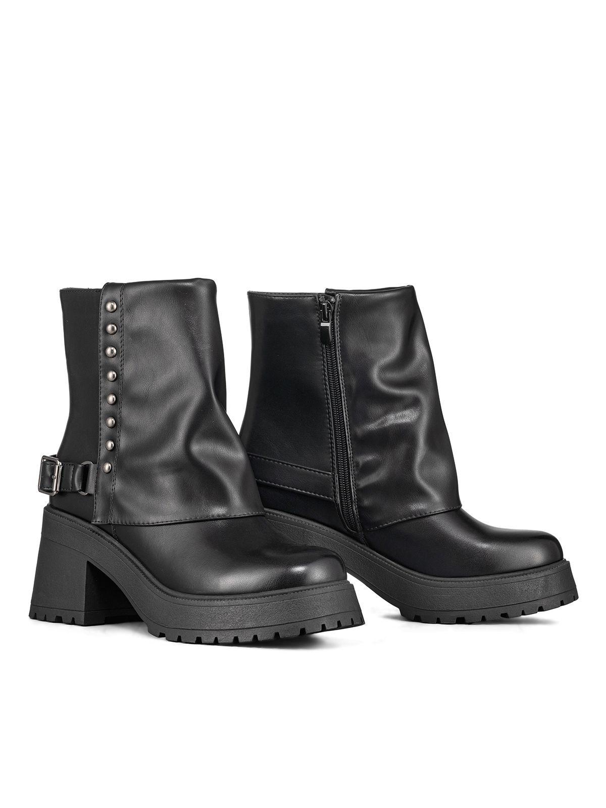 Botin Casual Mujer Negro Eco Cuero Comodo Weide CZY606-5
