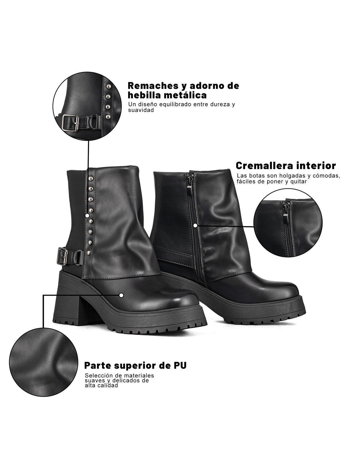 Botin Casual Mujer Negro Eco Cuero Comodo Weide CZY606-7
