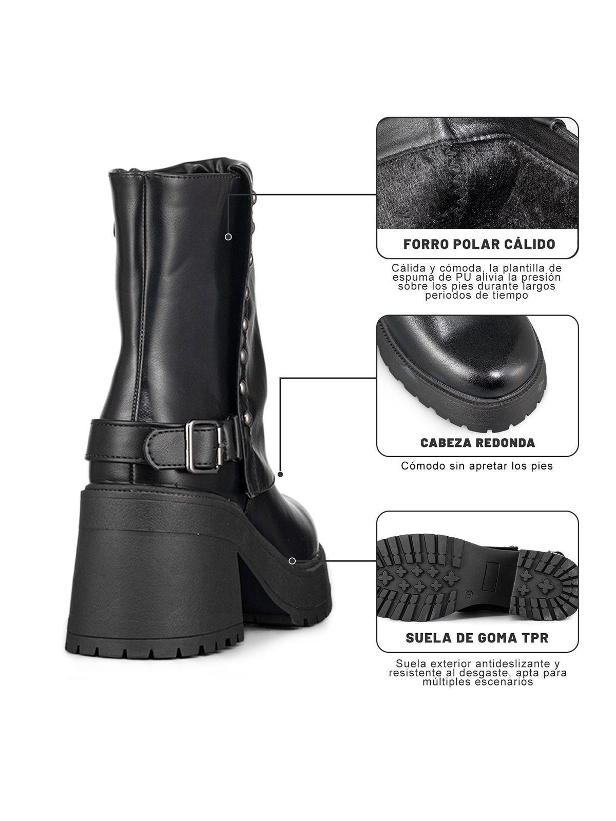 Botin Casual Mujer Negro Eco Cuero Comodo Weide CZY606-8