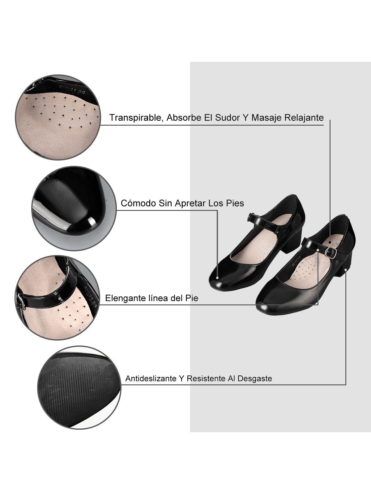 Zapatos Mary Jane Con Taco Charol Cómodo Mujer Weide GHE31-7