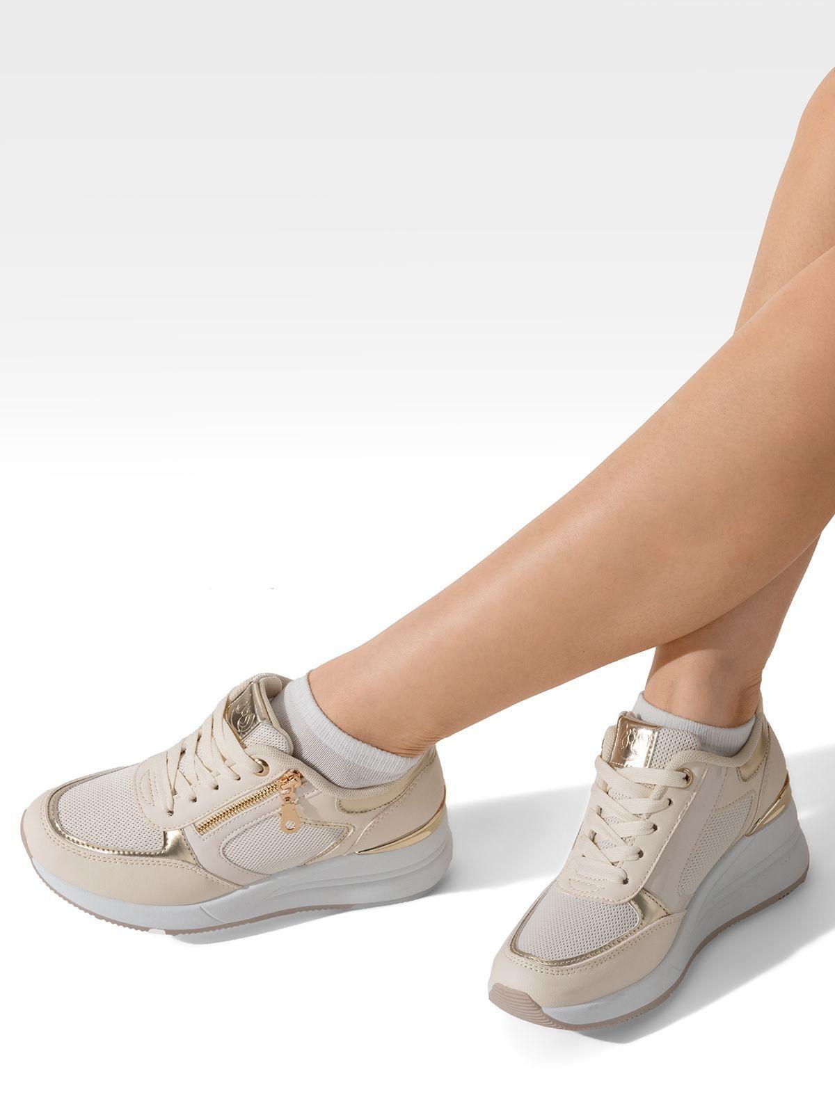 Zapatilla Deportiva Taco Cuña Malla Mujer Weide JLL60-1