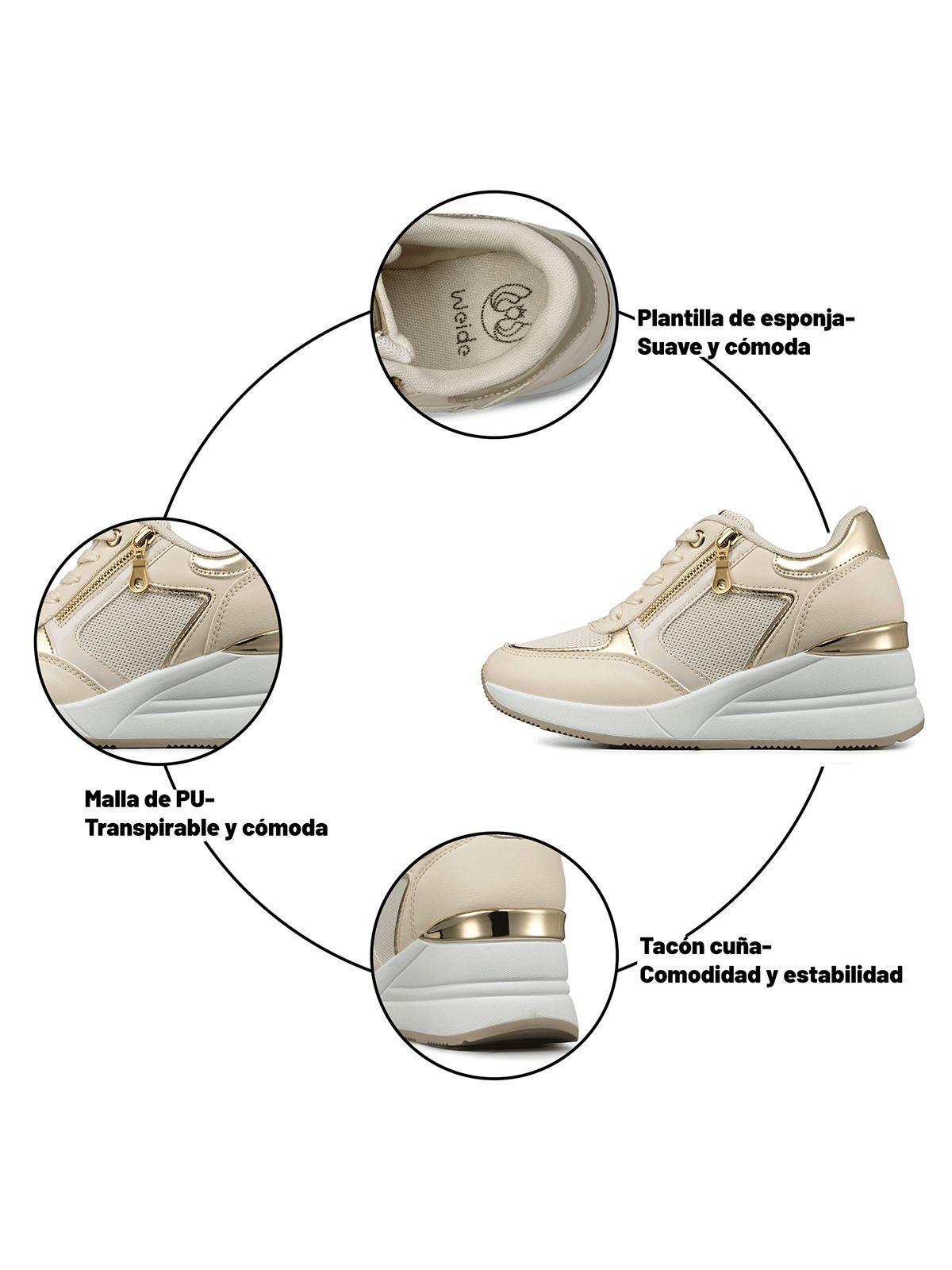 Zapatilla Deportiva Taco Cuña Malla Mujer Weide JLL60-6