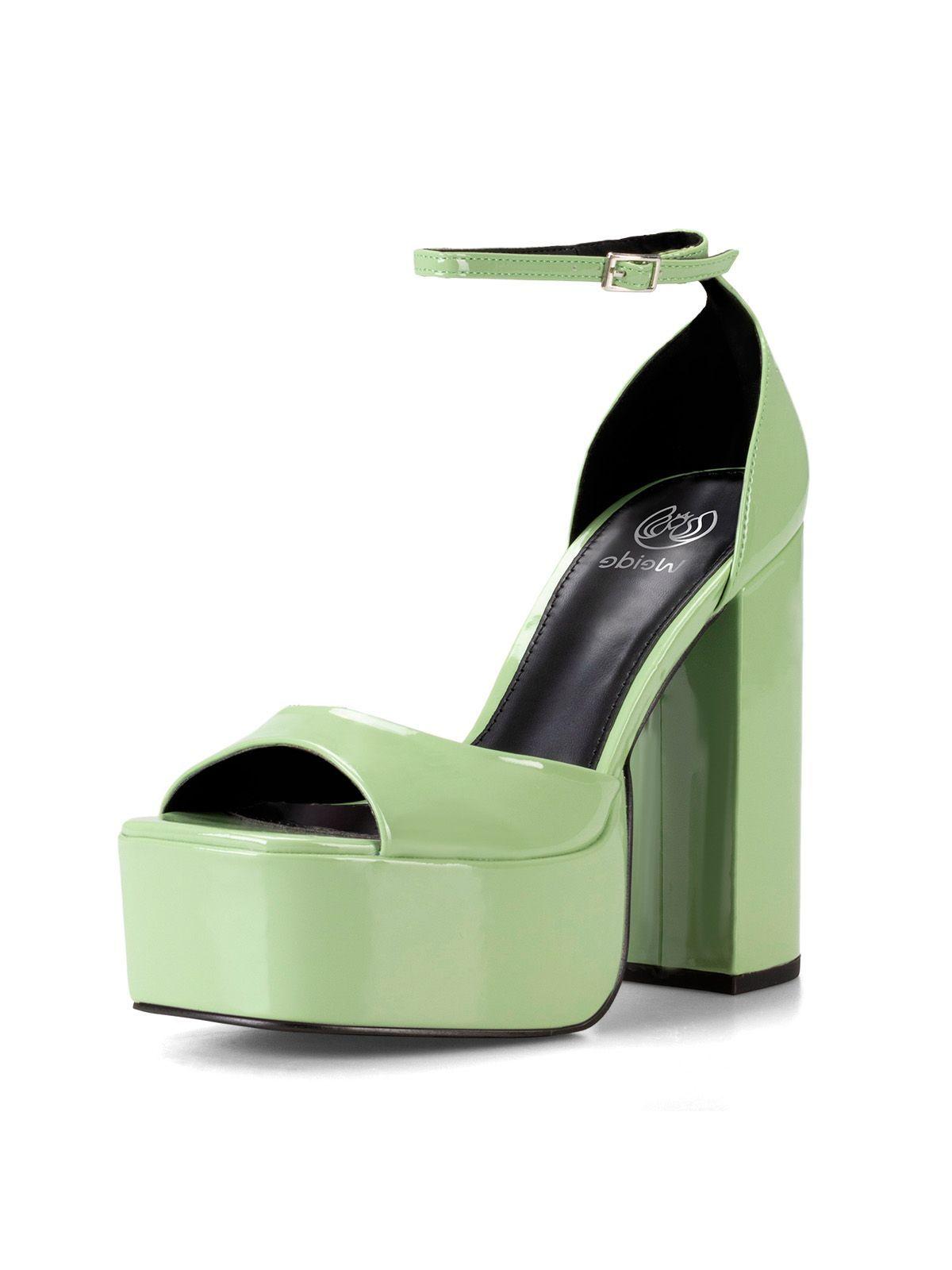 Sandalia Plataforma Verde Casual GHE18 Weide-0