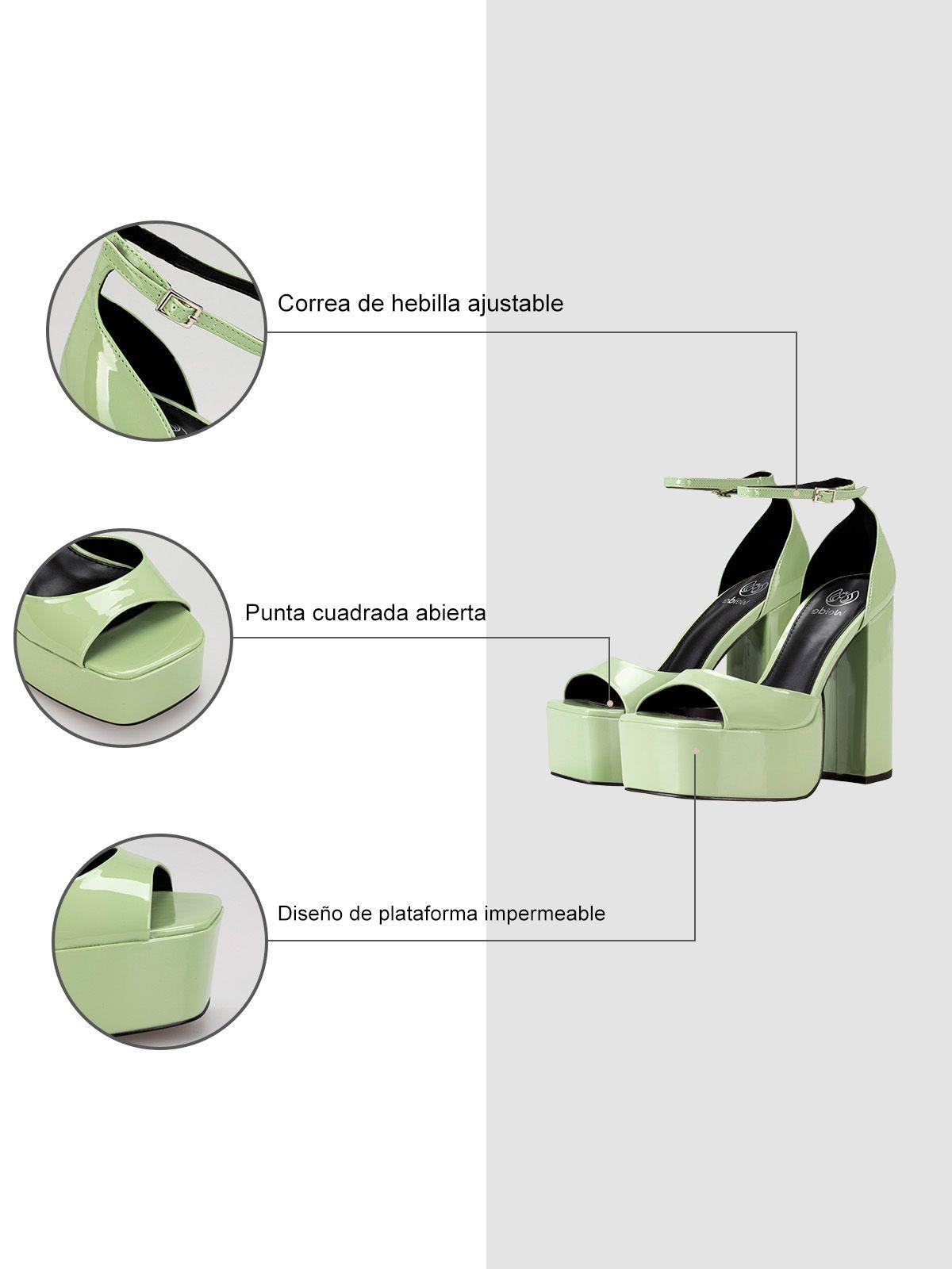 Sandalia Plataforma Verde Casual GHE18 Weide-7