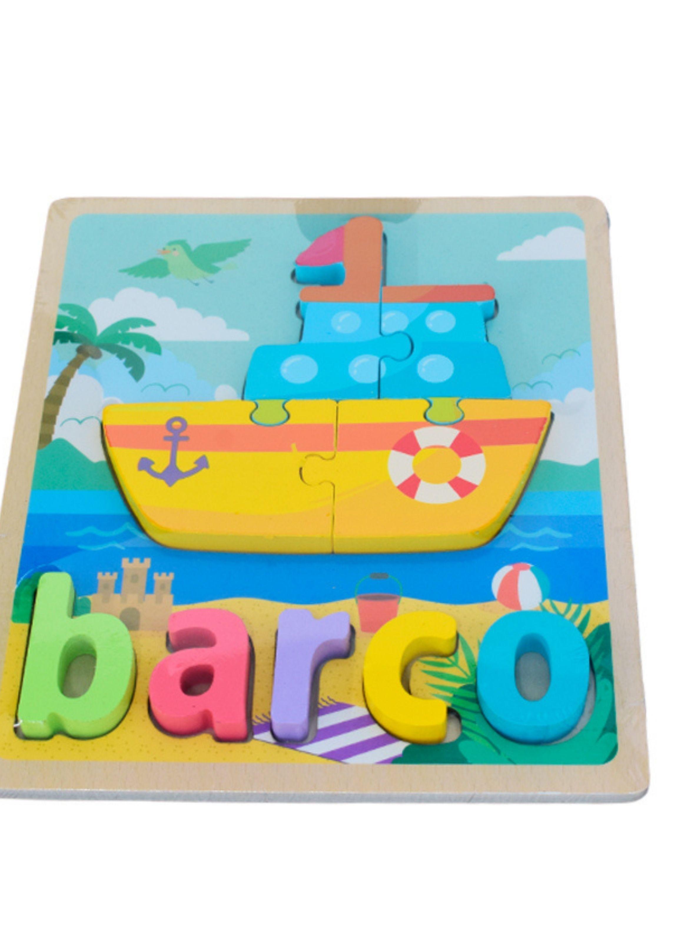 Puzzle Encaje Madera Letra Dibujo Rompecabeza Didactico-0