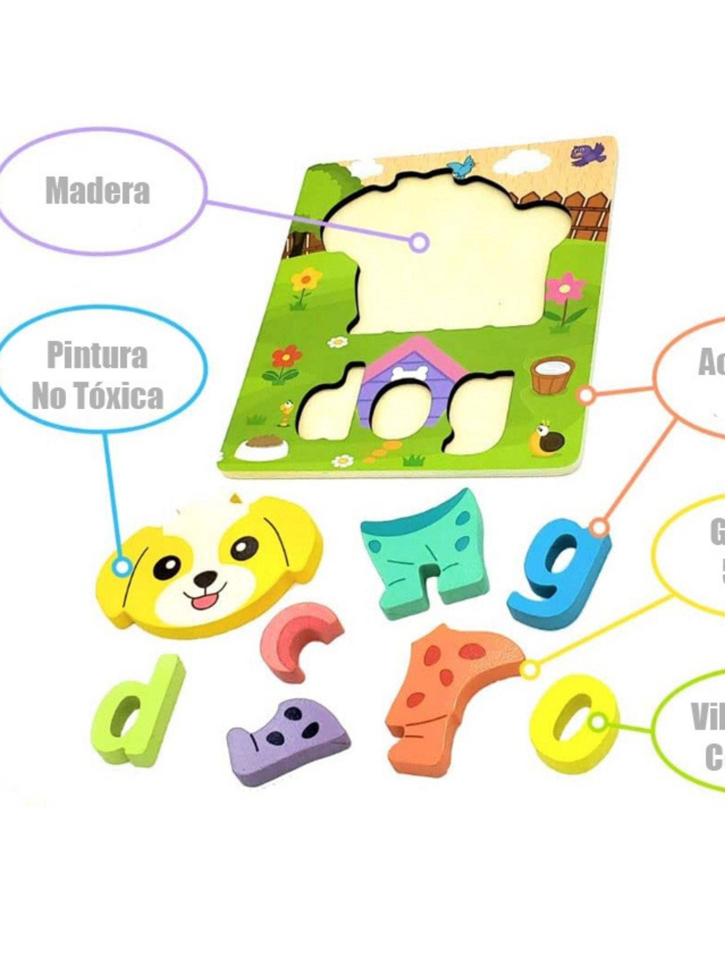 Puzzle Encaje Madera Letra Dibujo Rompecabeza Didactico-2