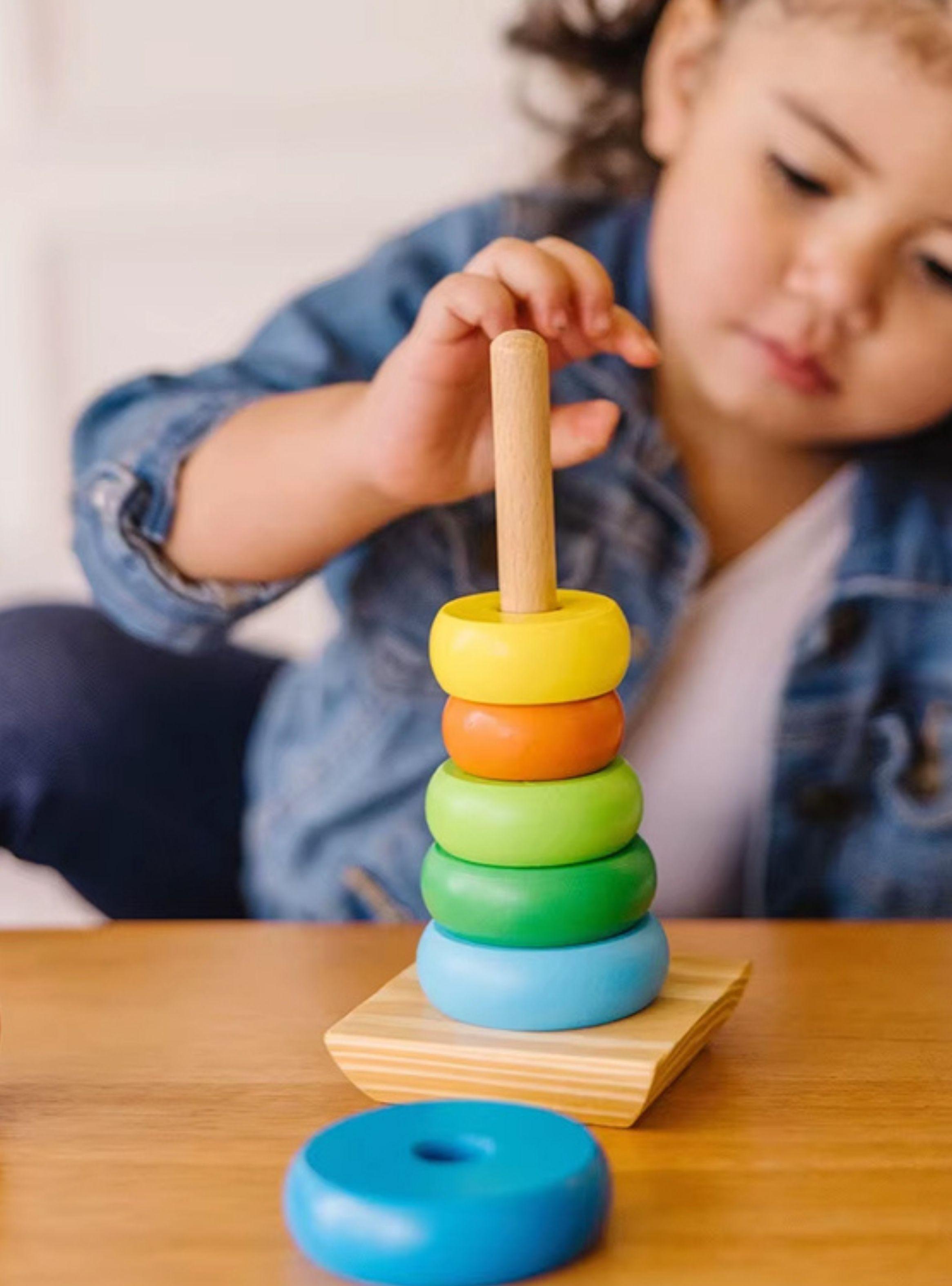 Torre De Madera Encaje Juguete Didactico Apilable Arcoiris Torre-5