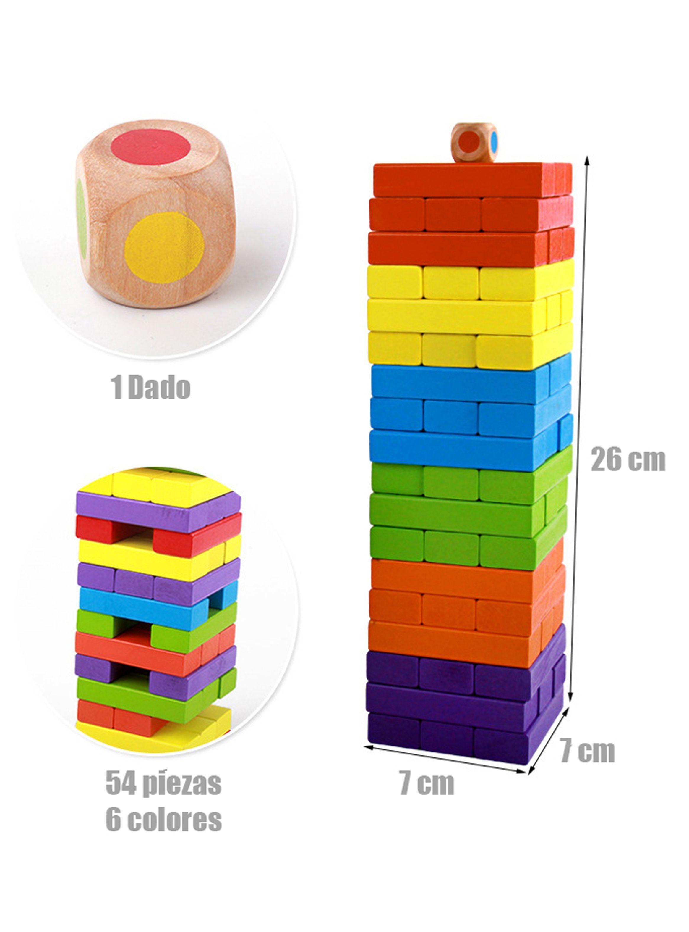 Juego Yenga  Colores Educativo Para Niños 54 Piezas-2