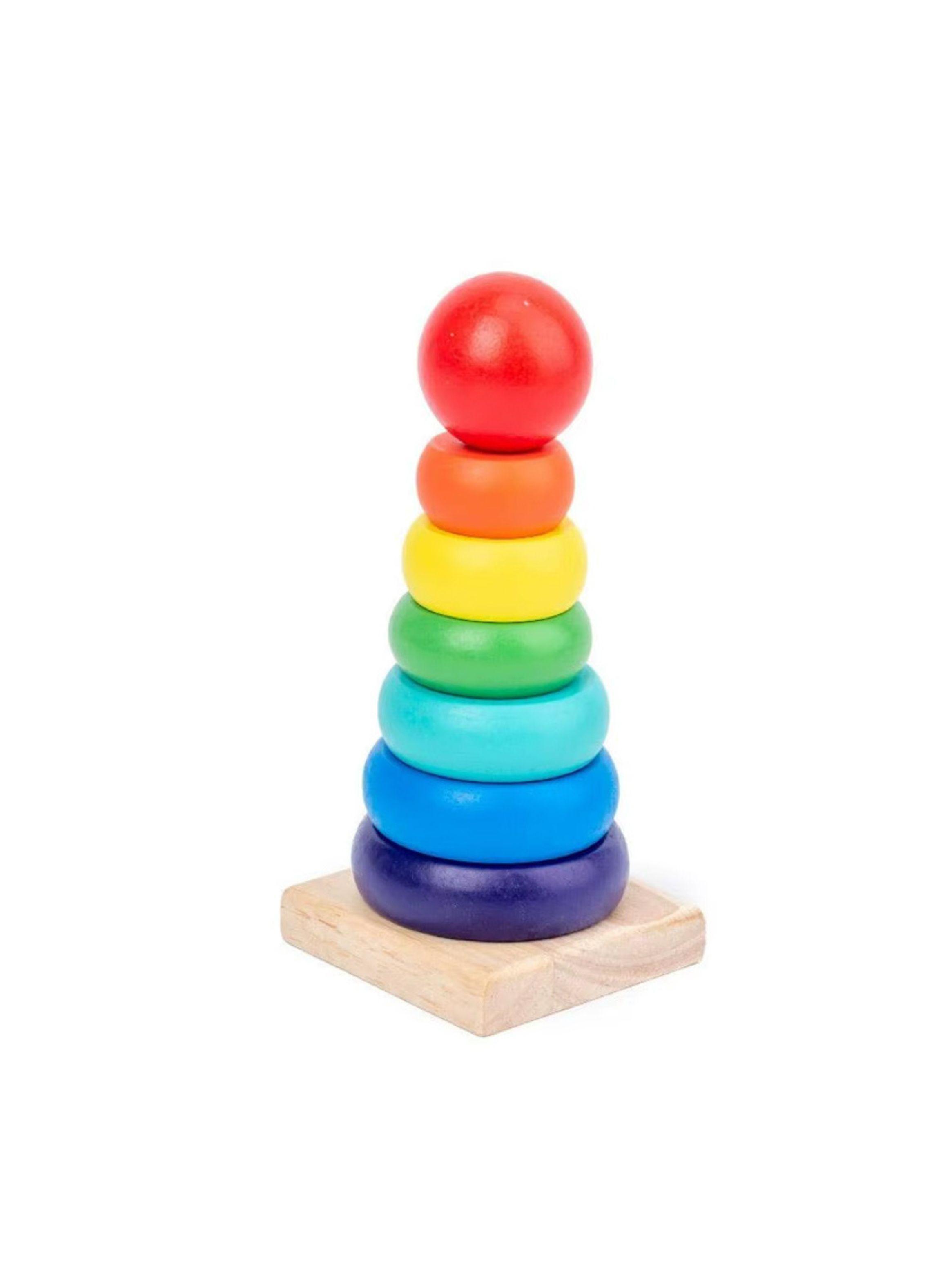 Torre De Madera Encaje Juguete Didactico Apilable -0