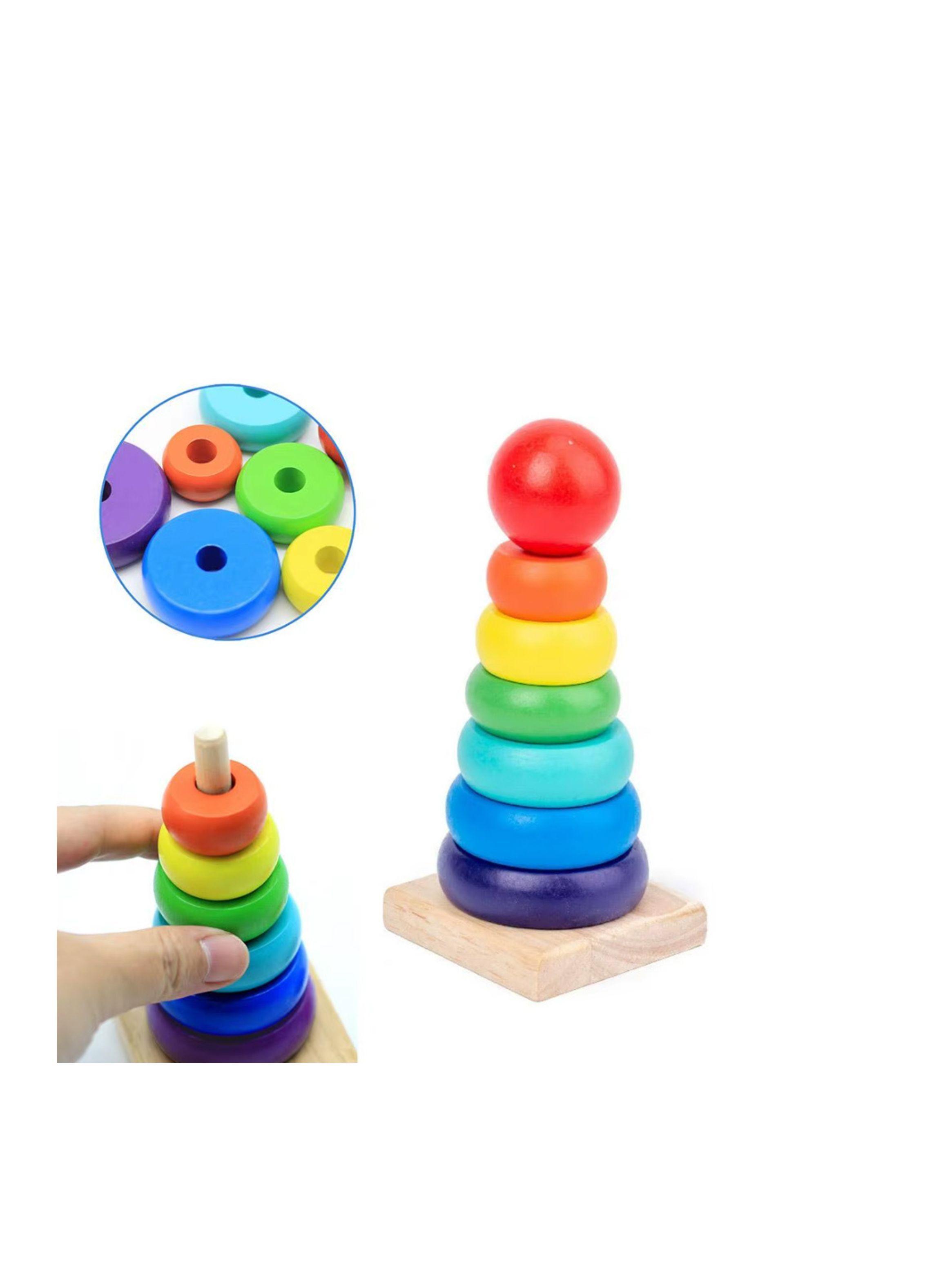 Torre De Madera Encaje Juguete Didactico Apilable -4