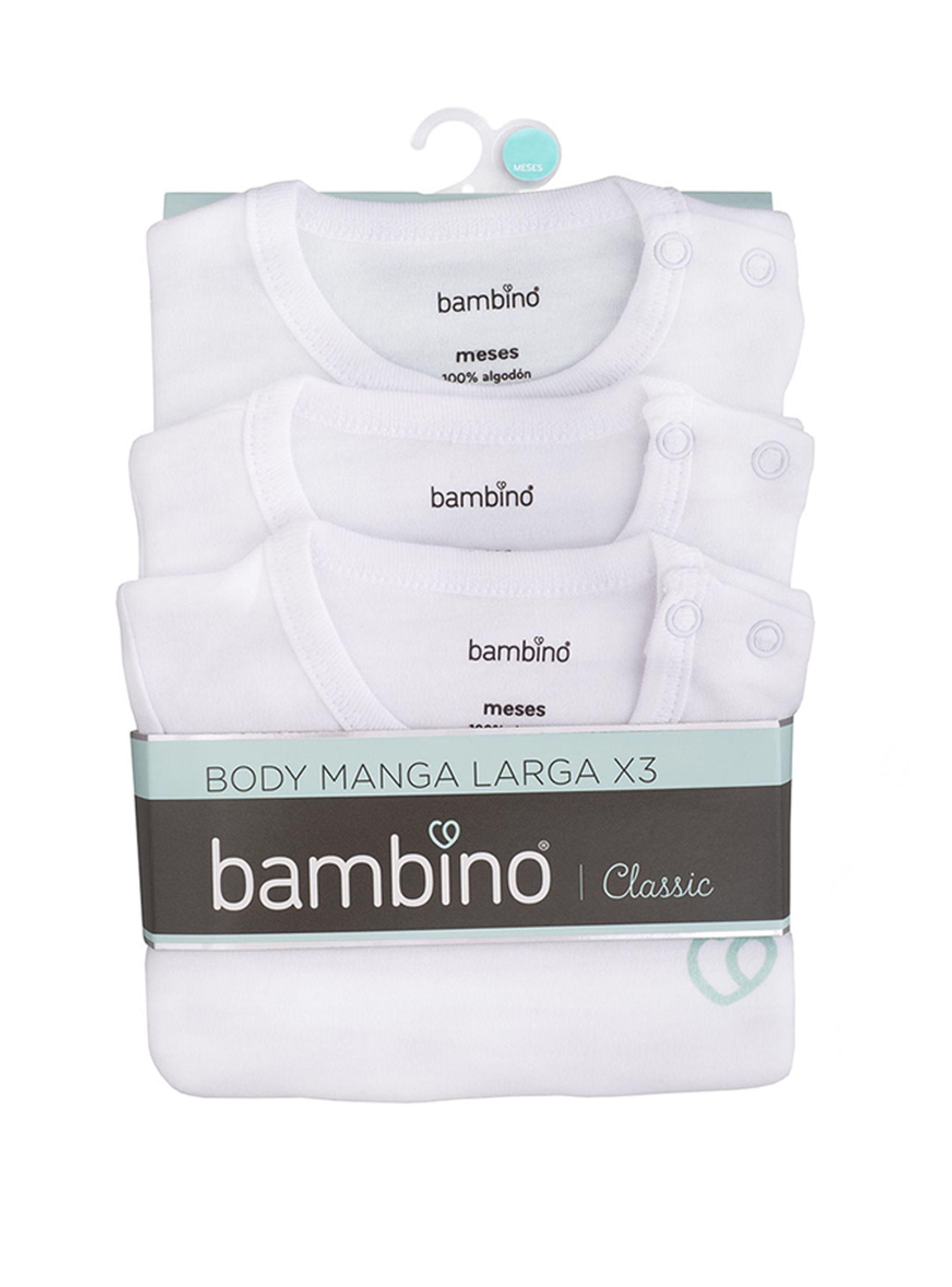 Tripack Body Manga Larga Unisex Blanco Bambino Ropa Bebe-0