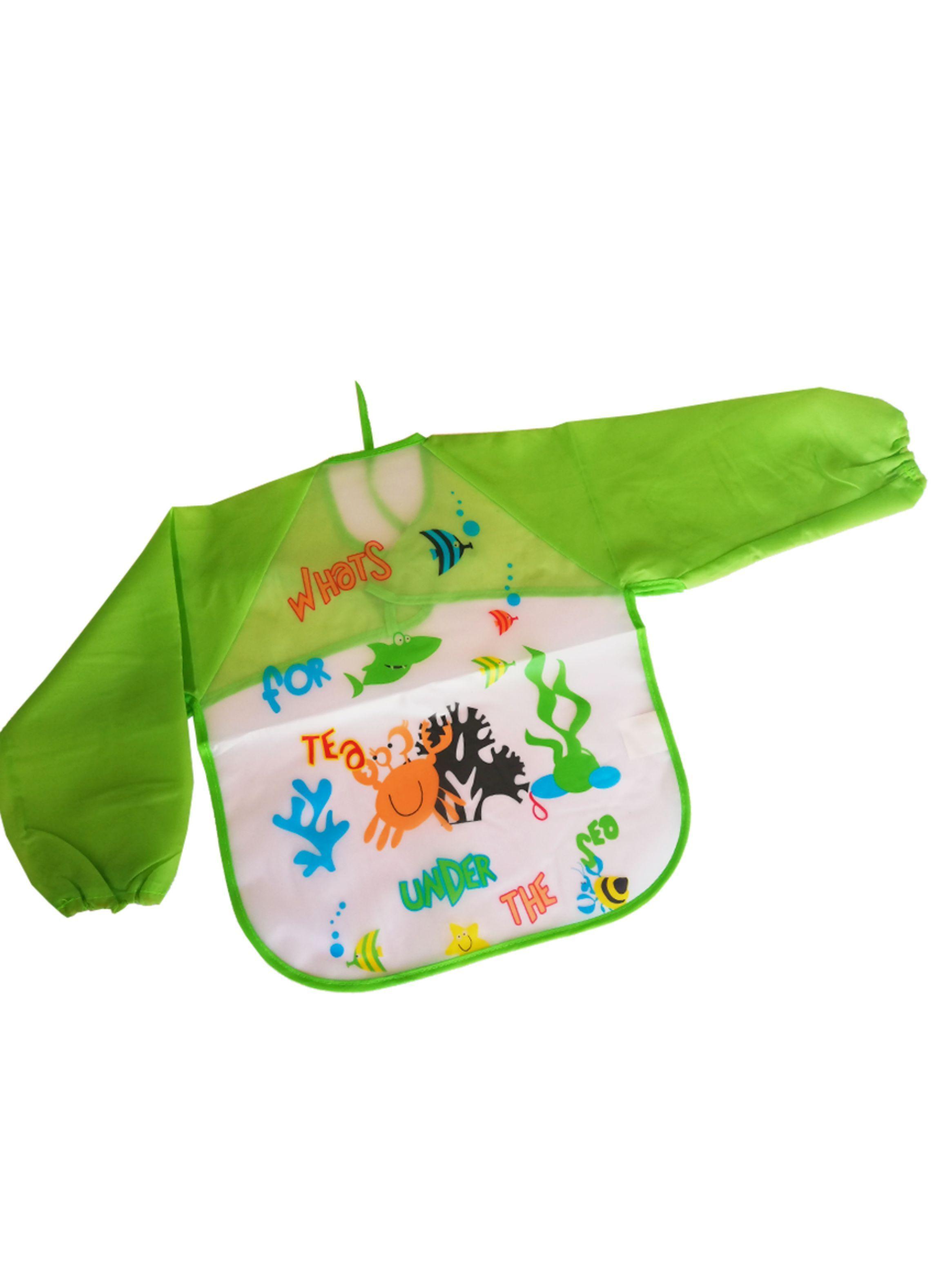 Babero Impermeable Bebe Pechera Niño Ajustable Con Mangas-0