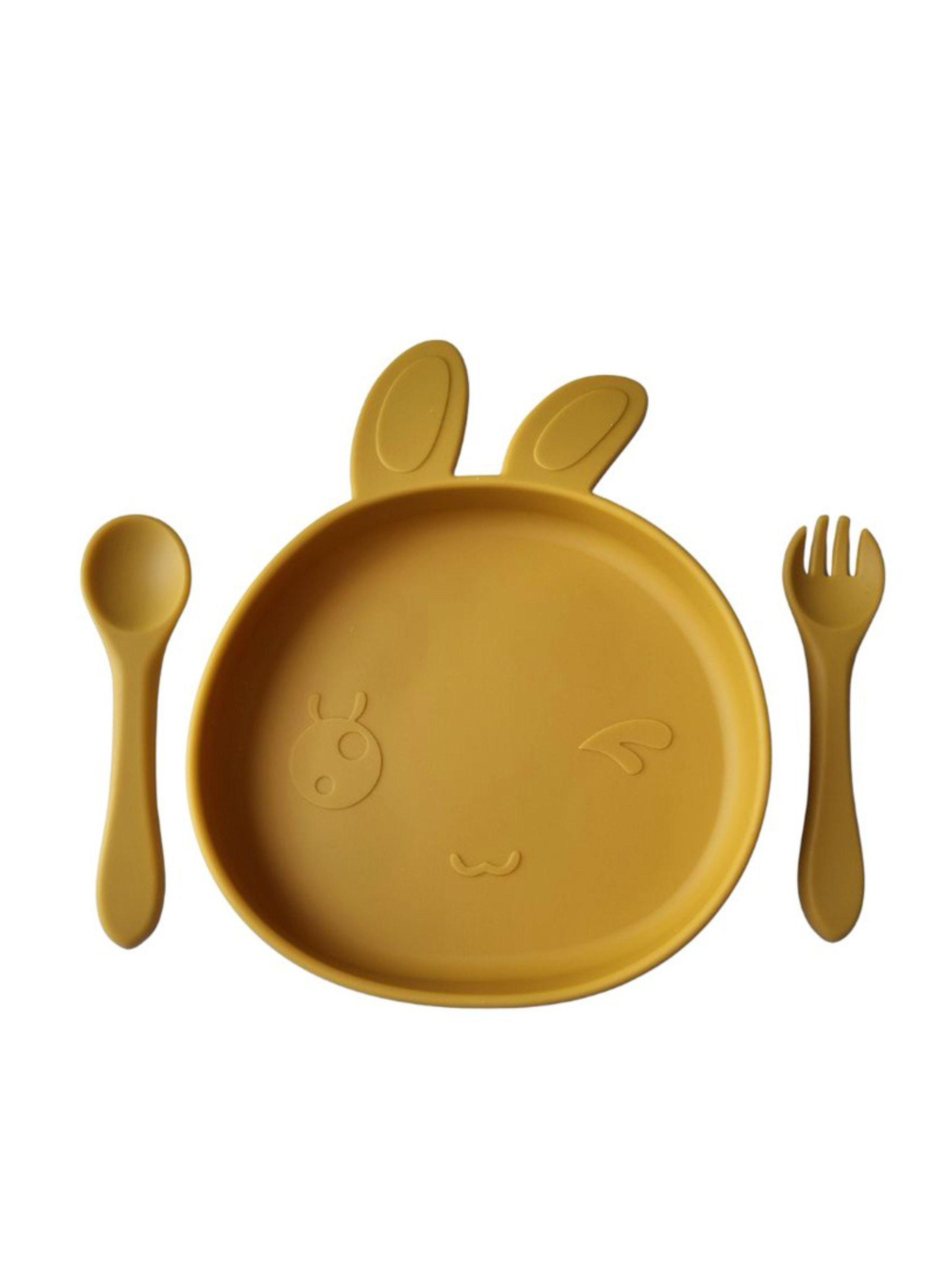 Set Plato + Servicios Silicona Bebe Vajilla De Aprendizaje-0