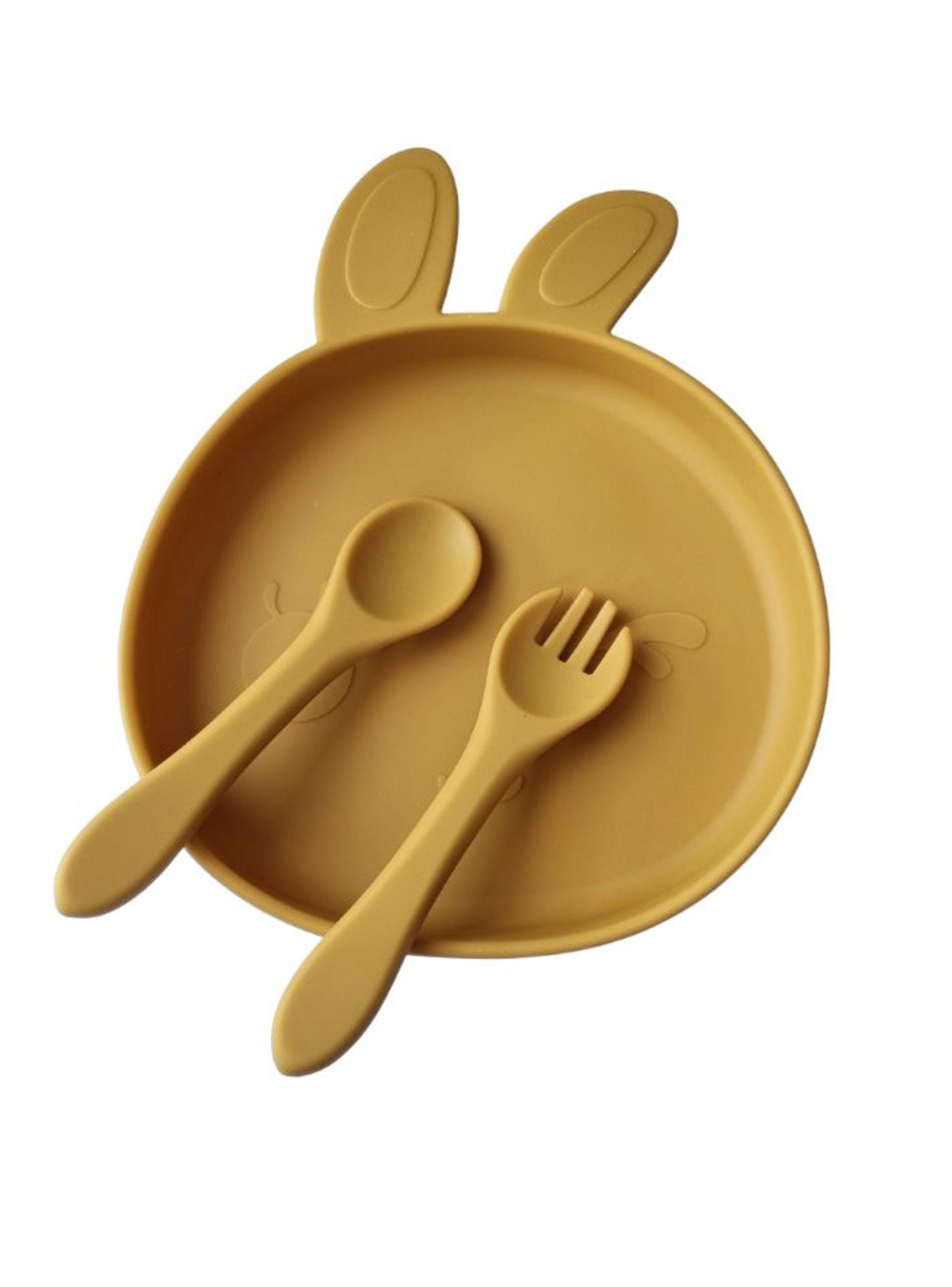 Set Plato + Servicios Silicona Bebe Vajilla De Aprendizaje-2