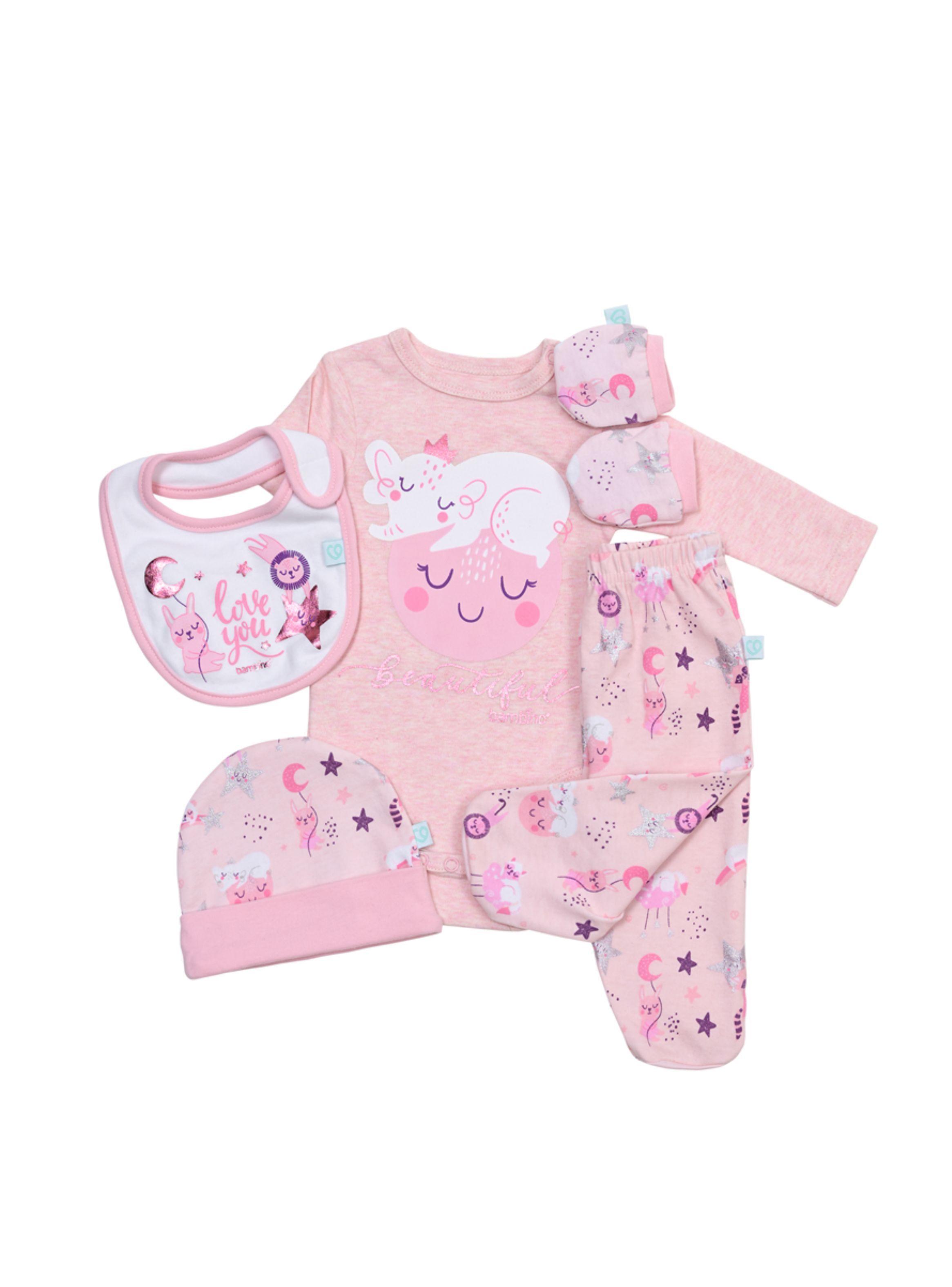 Ajuar Pack Bambino Body Panties Gorro Mitón Bebé 0-3 Meses-2