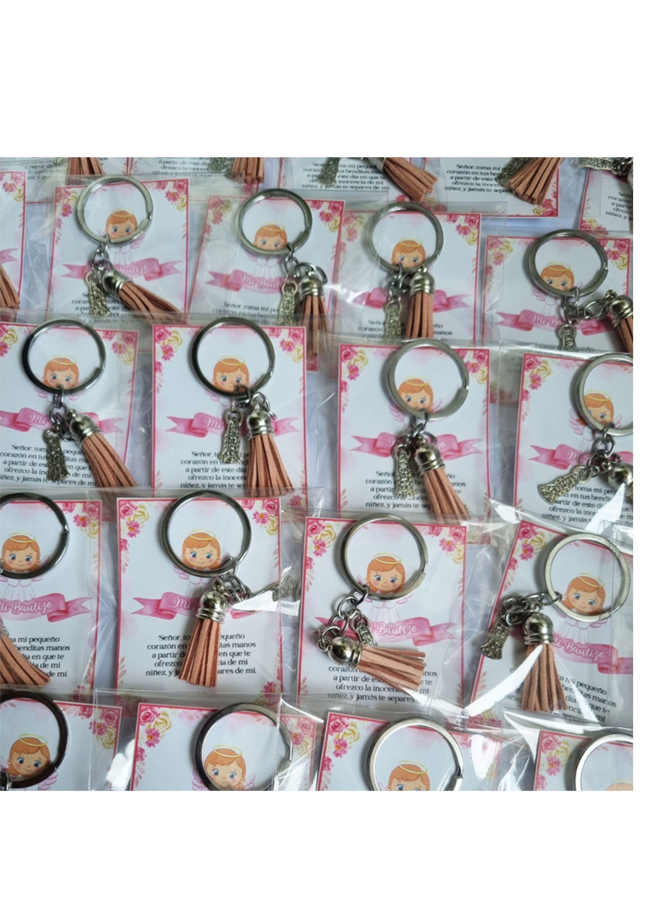 Encintados Recuerdos Bautizo 12 Llaveros + Tarjetas Bautismo-2