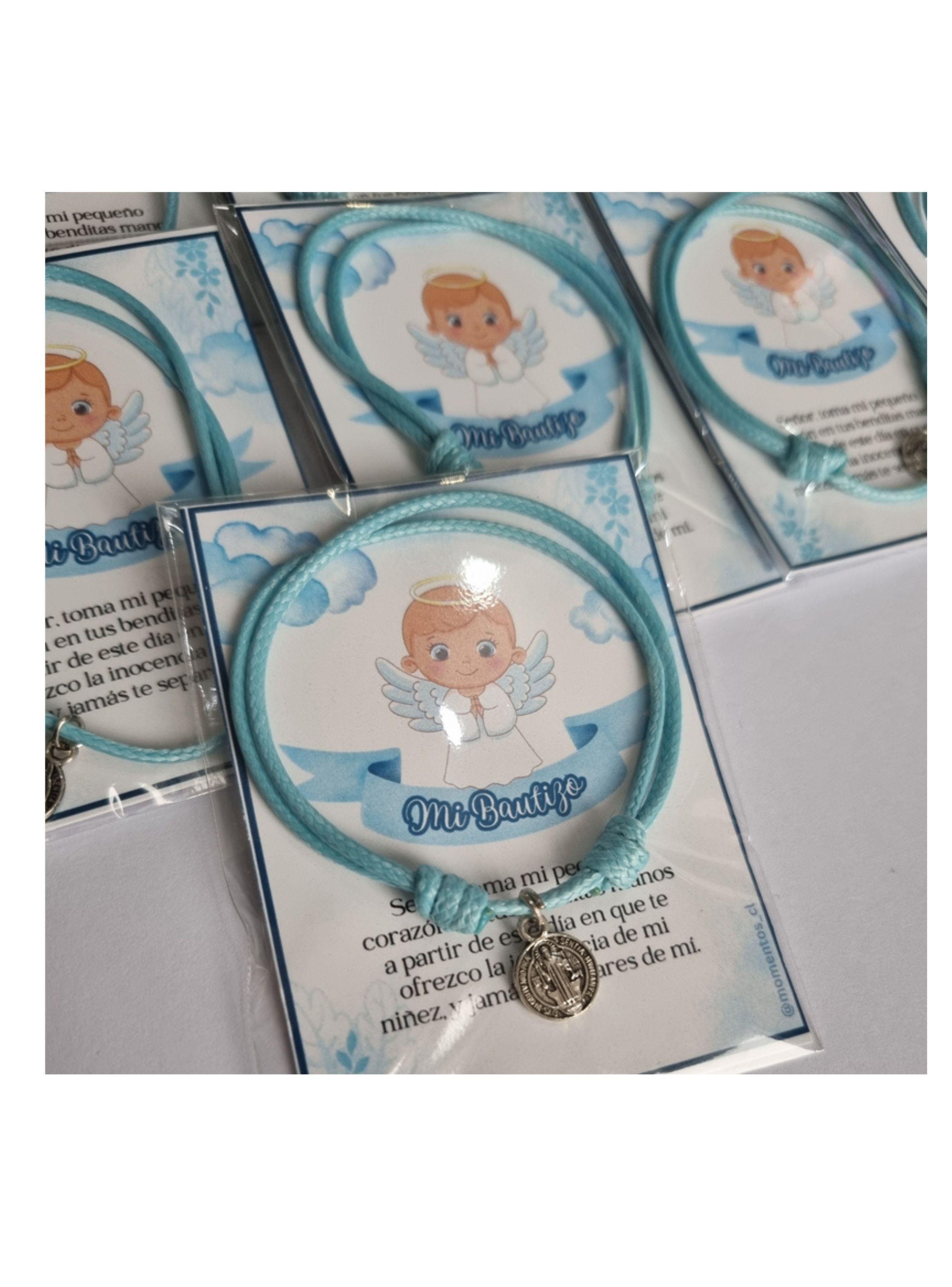 Recuerdos Encintados Bautizo 12 Pulseras Bautismo Y Tarjetas-2