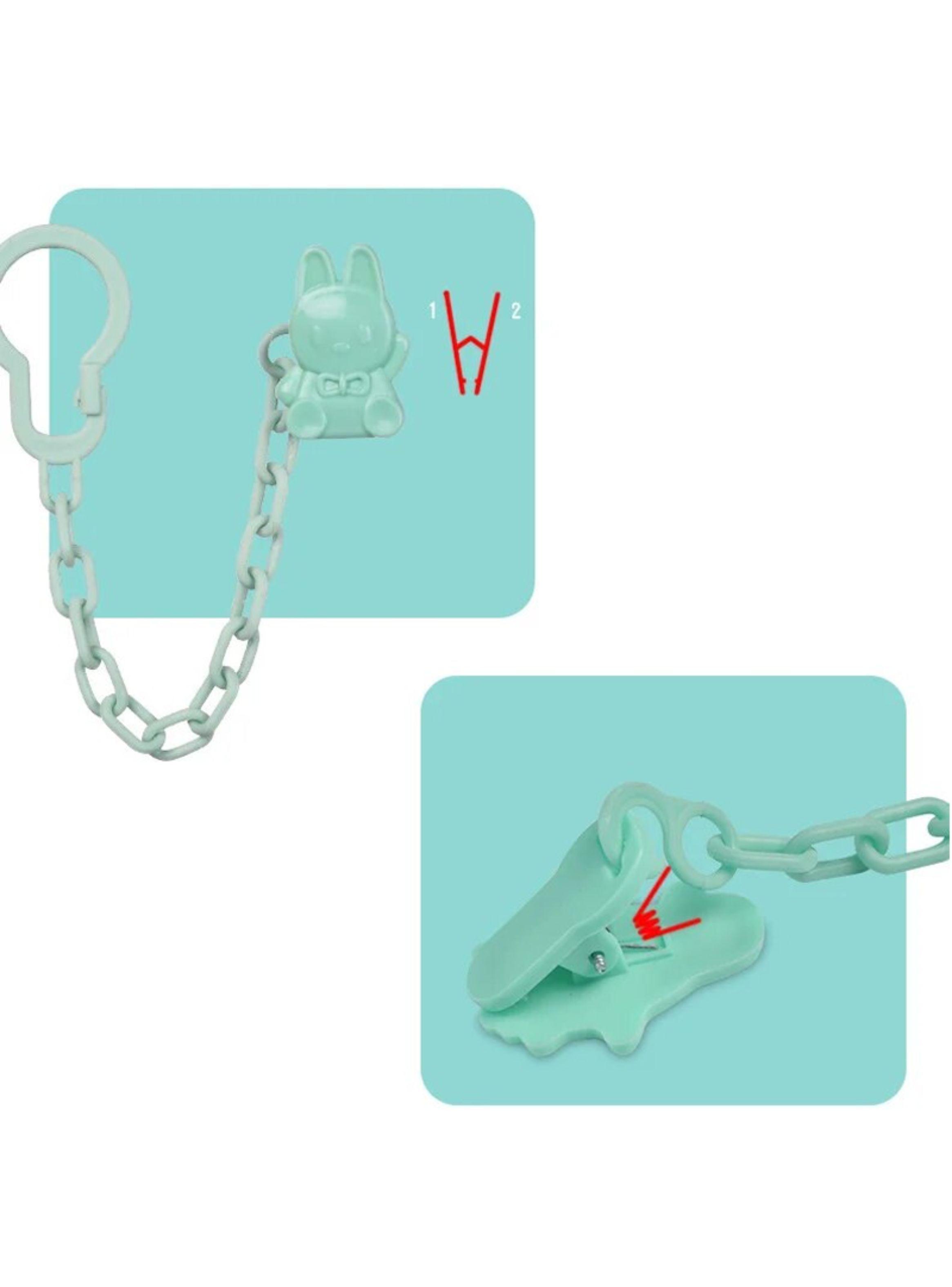 Porta Chupete Clip Plastico Cadena Afirmador Colgante-2