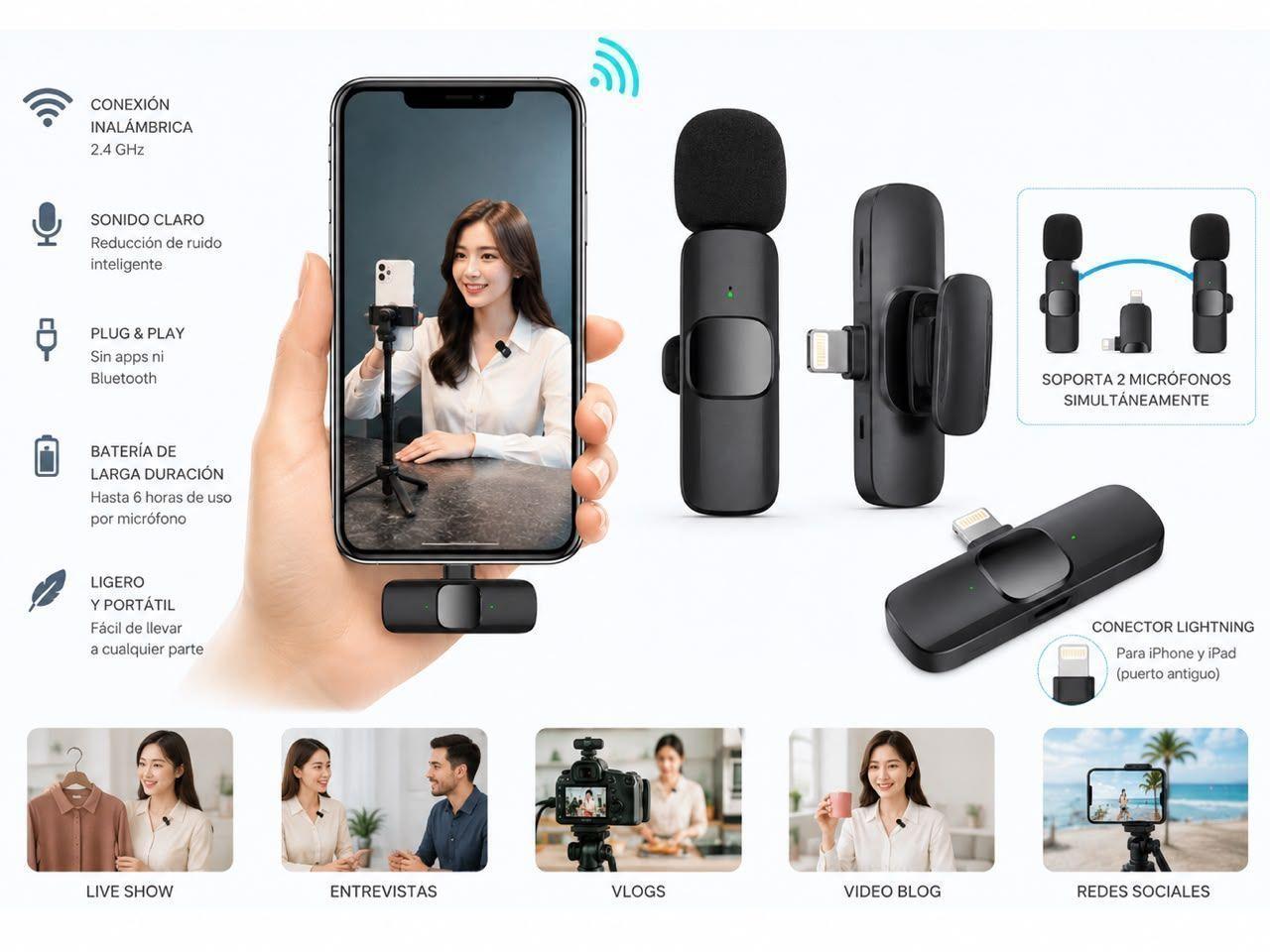 Microfono inalambrico K9 con conector Lightning-2
