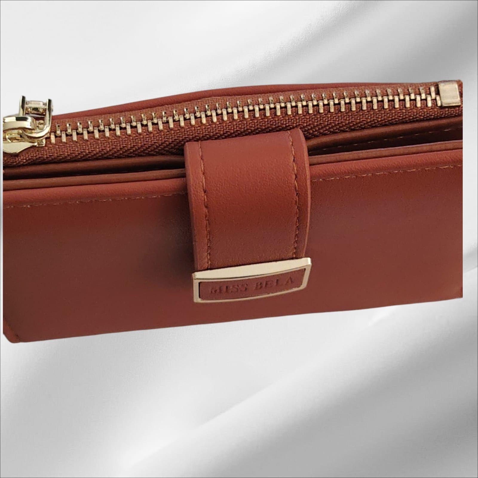 Billetera Mujer Marr n con Broche y Monedero-3