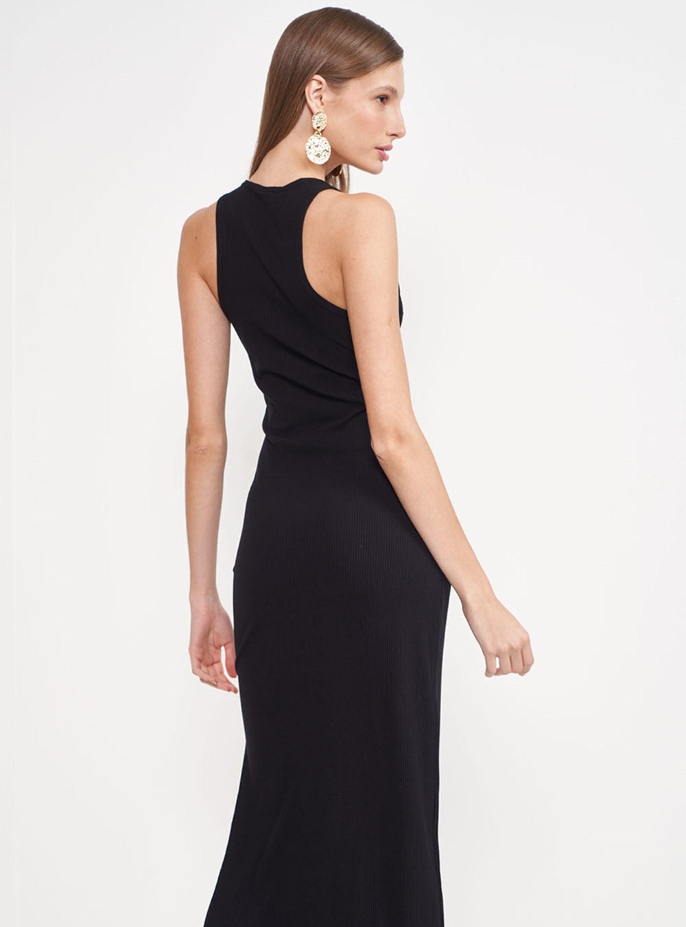 Vestido Slim Canelado con Abertura-3