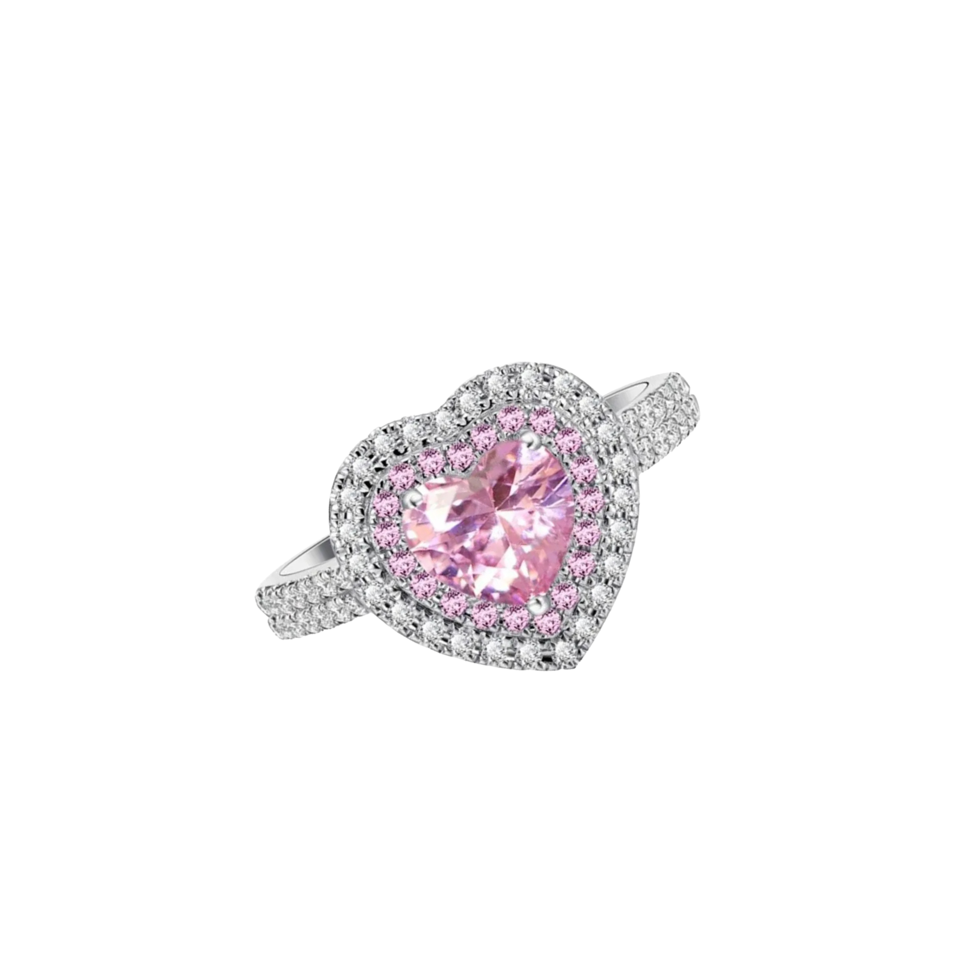 Anillo elegante con delicado diseño de corazón en pedrería imitación-0