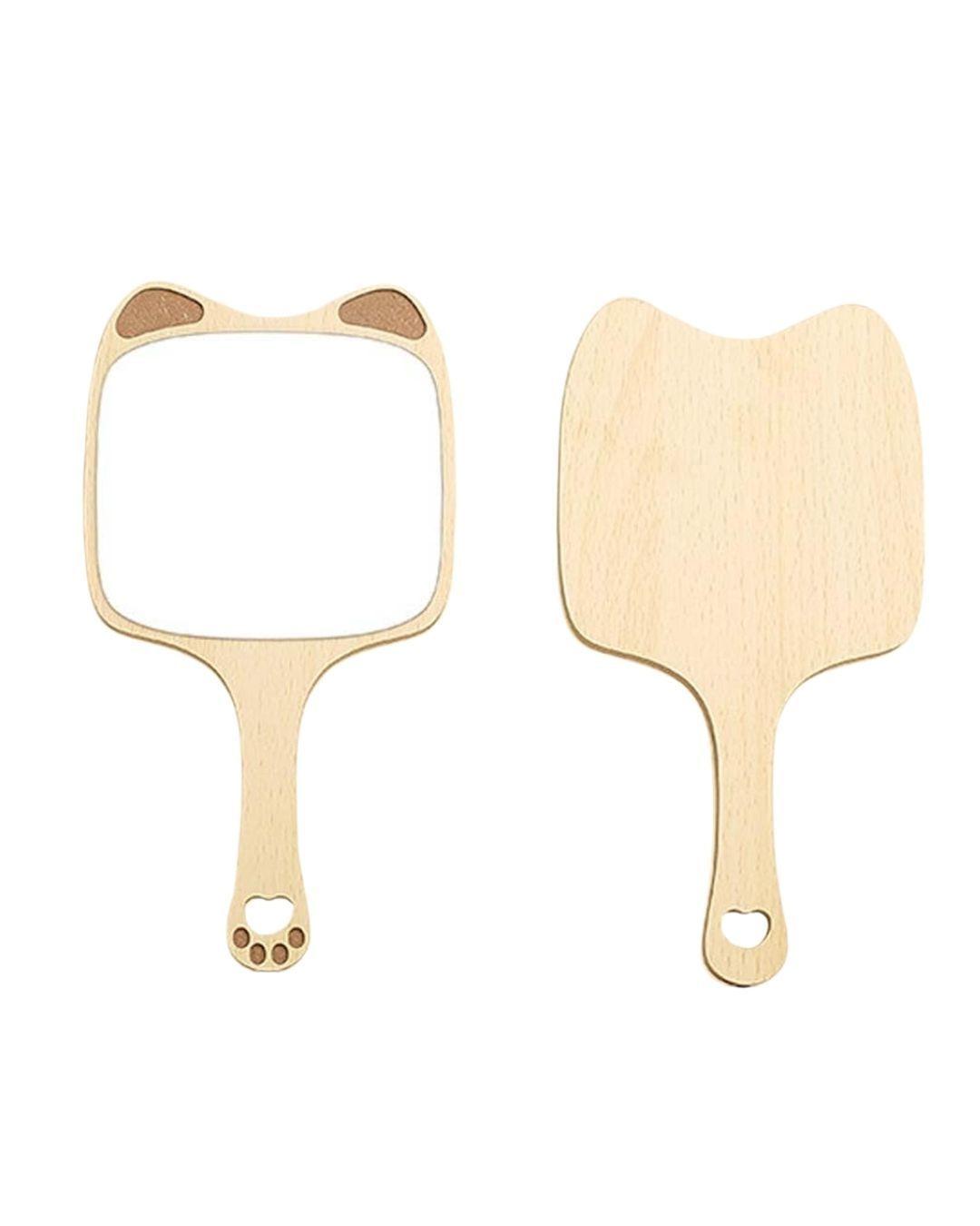 Espejo de Mano Multifuncional en madera estilo gatito-3
