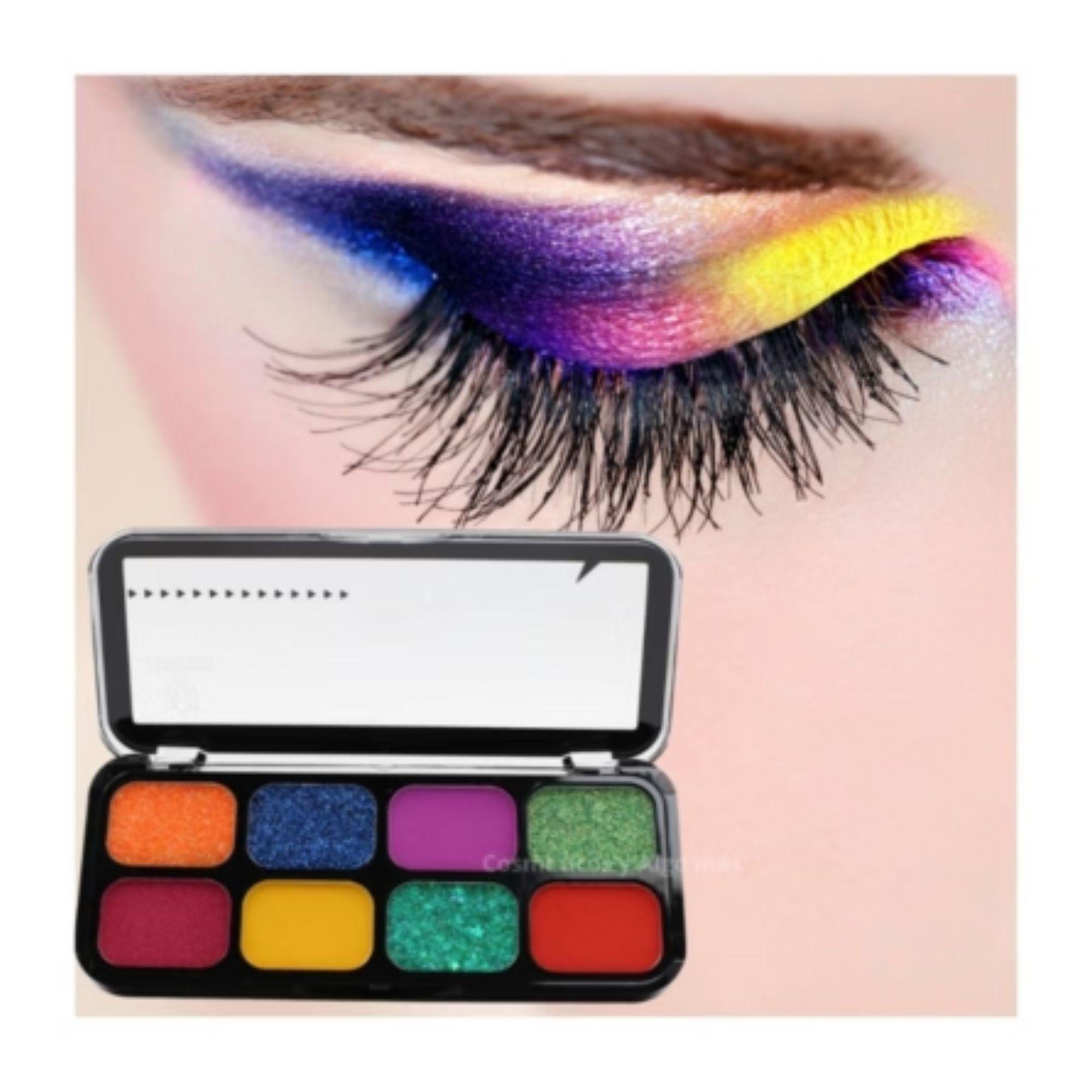 Paleta de sombras de cartera 8 Tonos matte neon y glitter-2