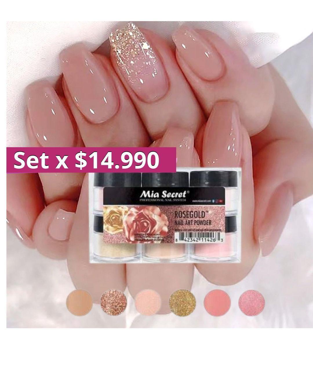 Kit Completo Rosegold Nail Art Polvos Acrilicos Mia Secret-2
