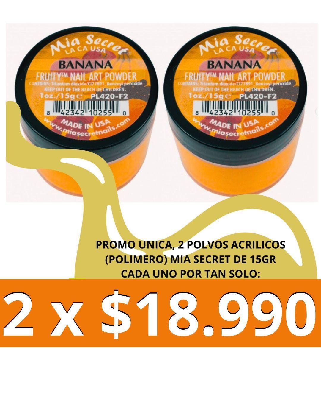 Set De 2 Polvos Acrilicos Nail Art Banana Mia Secret 15gr-2