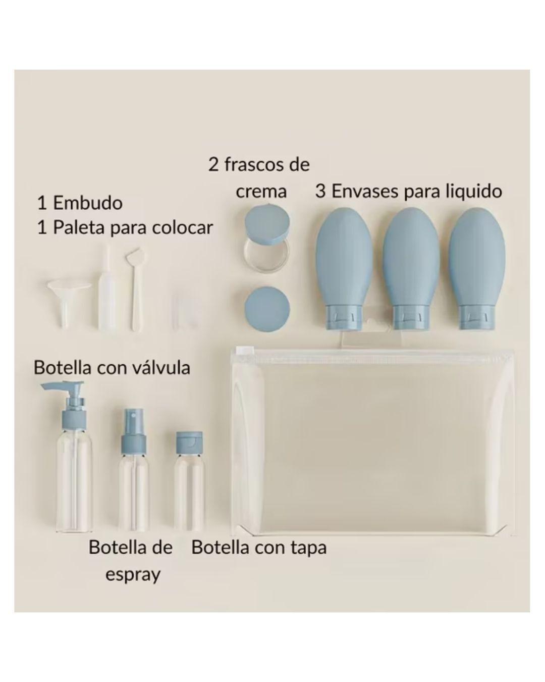 Set de 11 piezas envases vac os viajeros para llevar productos personales-5