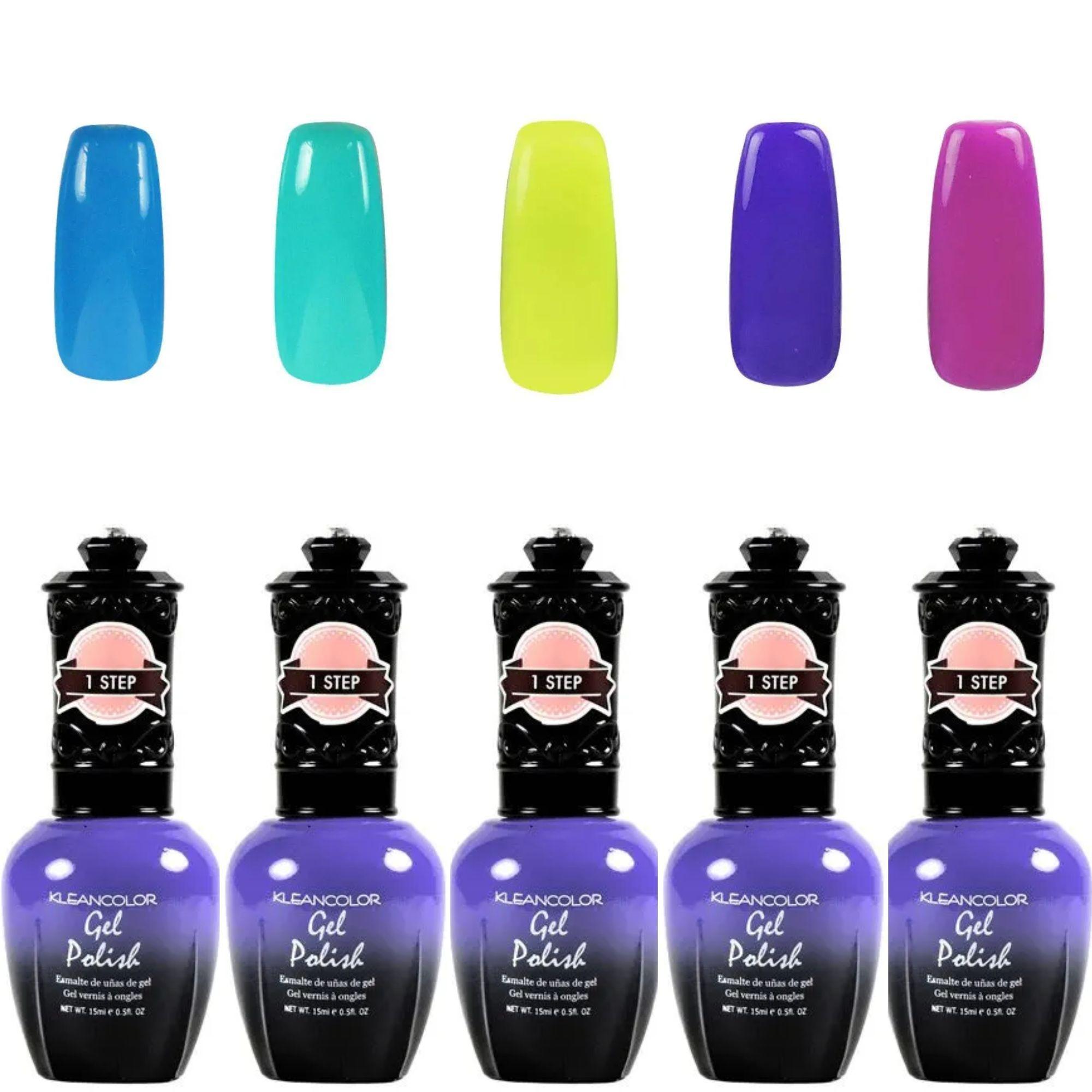 Set de 5 esmaltes semipermanentes secado uv larga duración Kleancolor-2