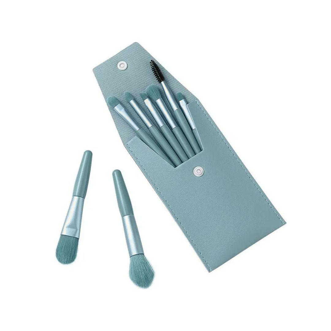 Set de 5 brochas de maquillaje de cerdas seminaturales con estuche-2