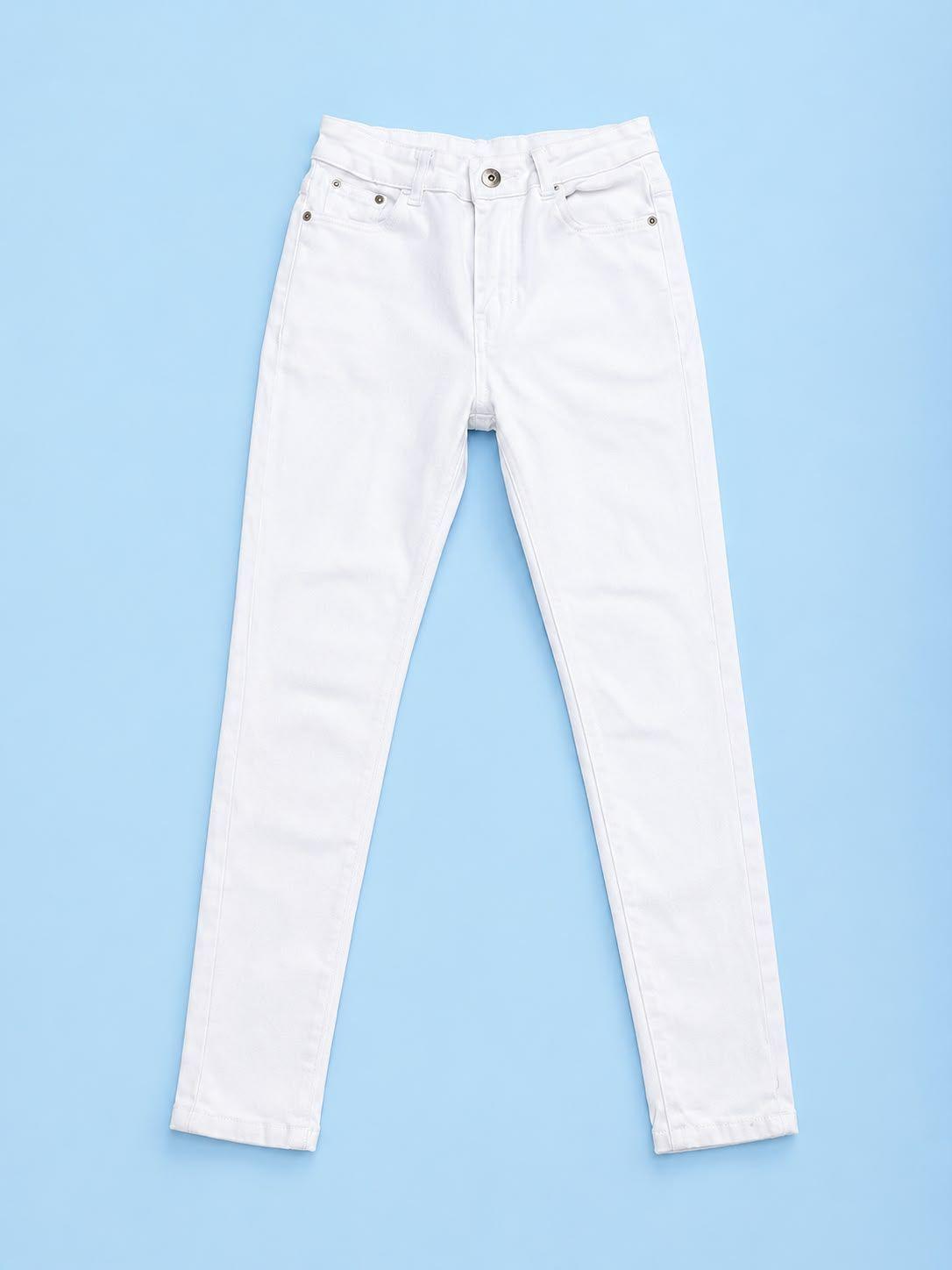 Pantalon estilo skinny para damas en jean de calidad blanco azulado-0