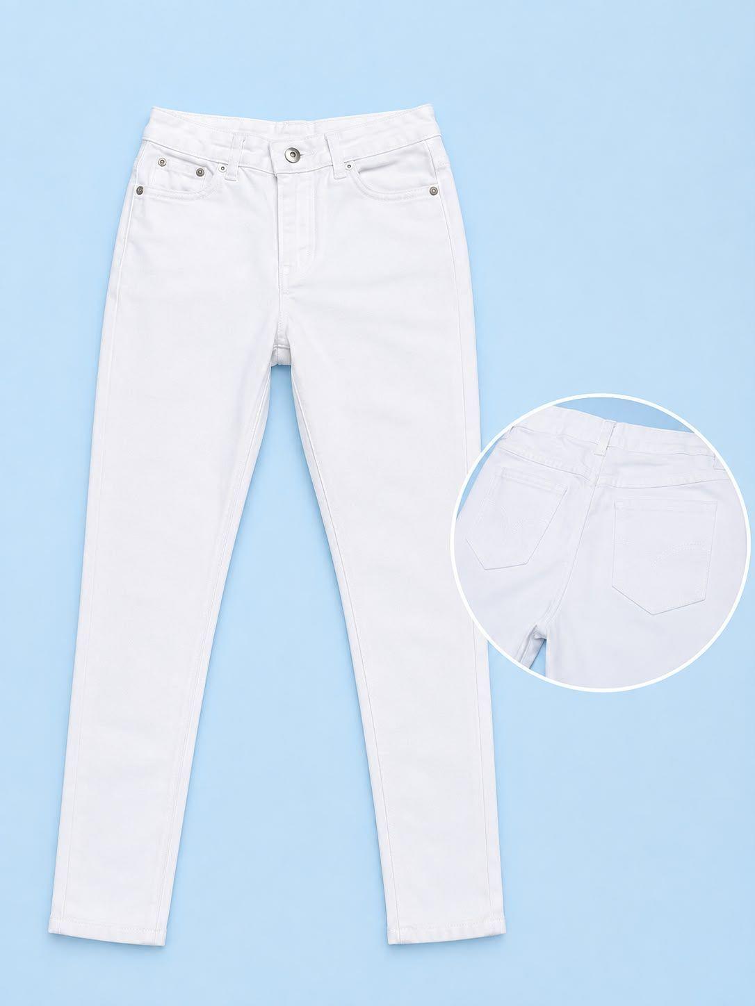 Pantalon estilo skinny para damas en jean de calidad blanco azulado-1