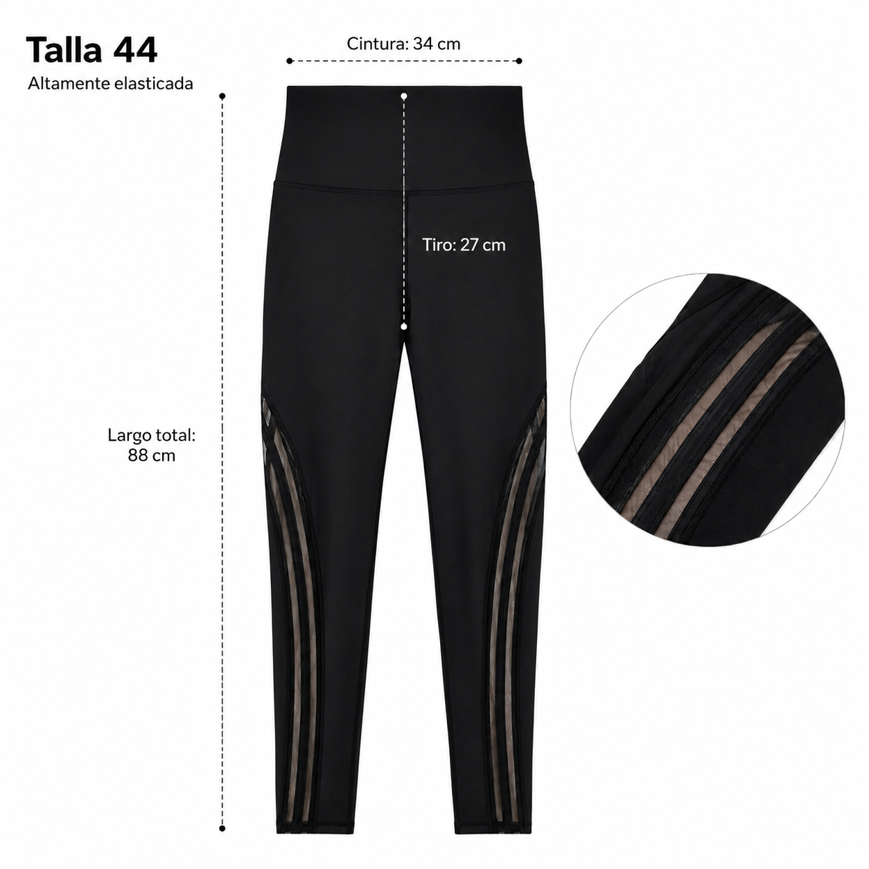 Calza deportiva negra altamente elasticada con transparencia-4
