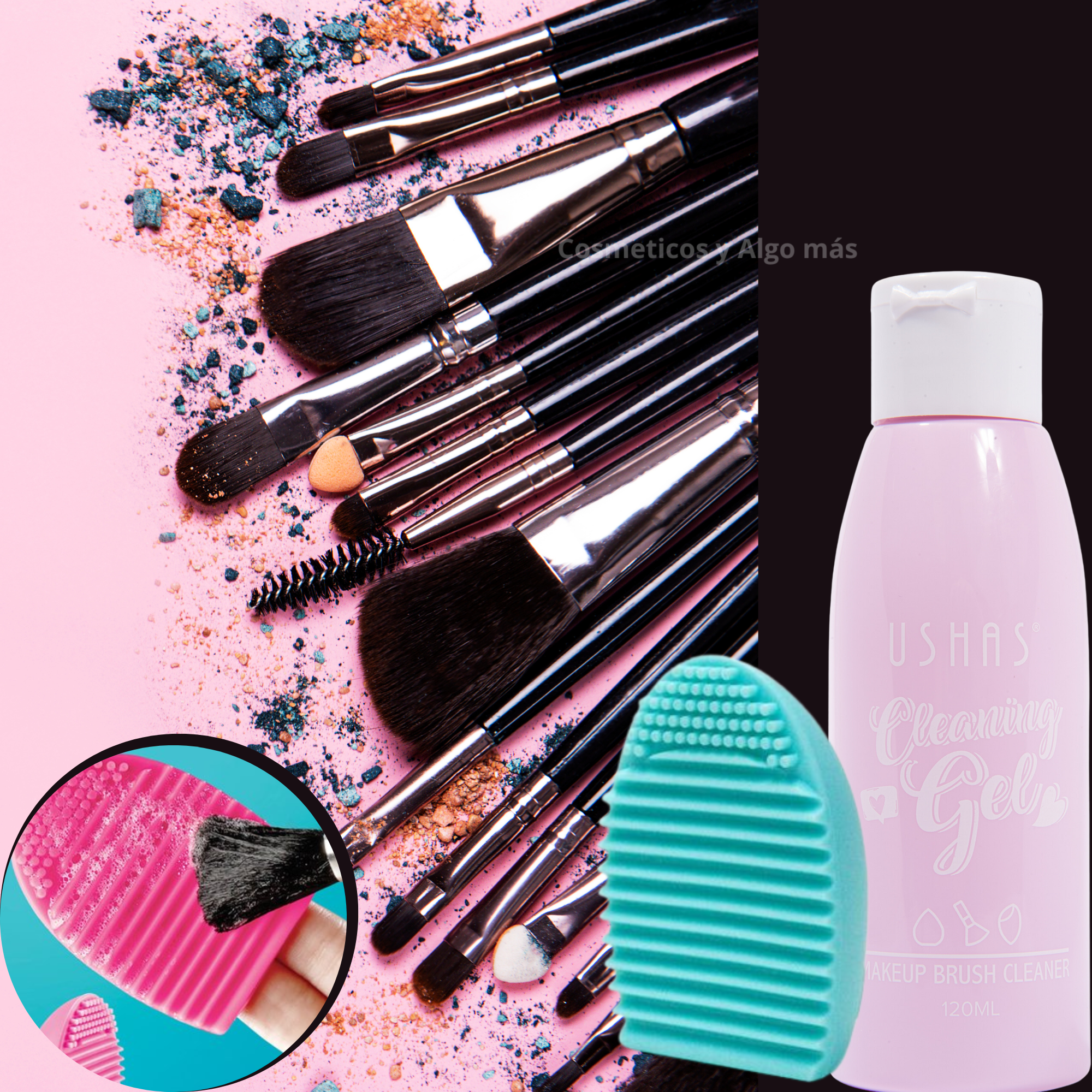 Set Limpiador de Brochas De Maquillaje en gel mas esponja silicona-2