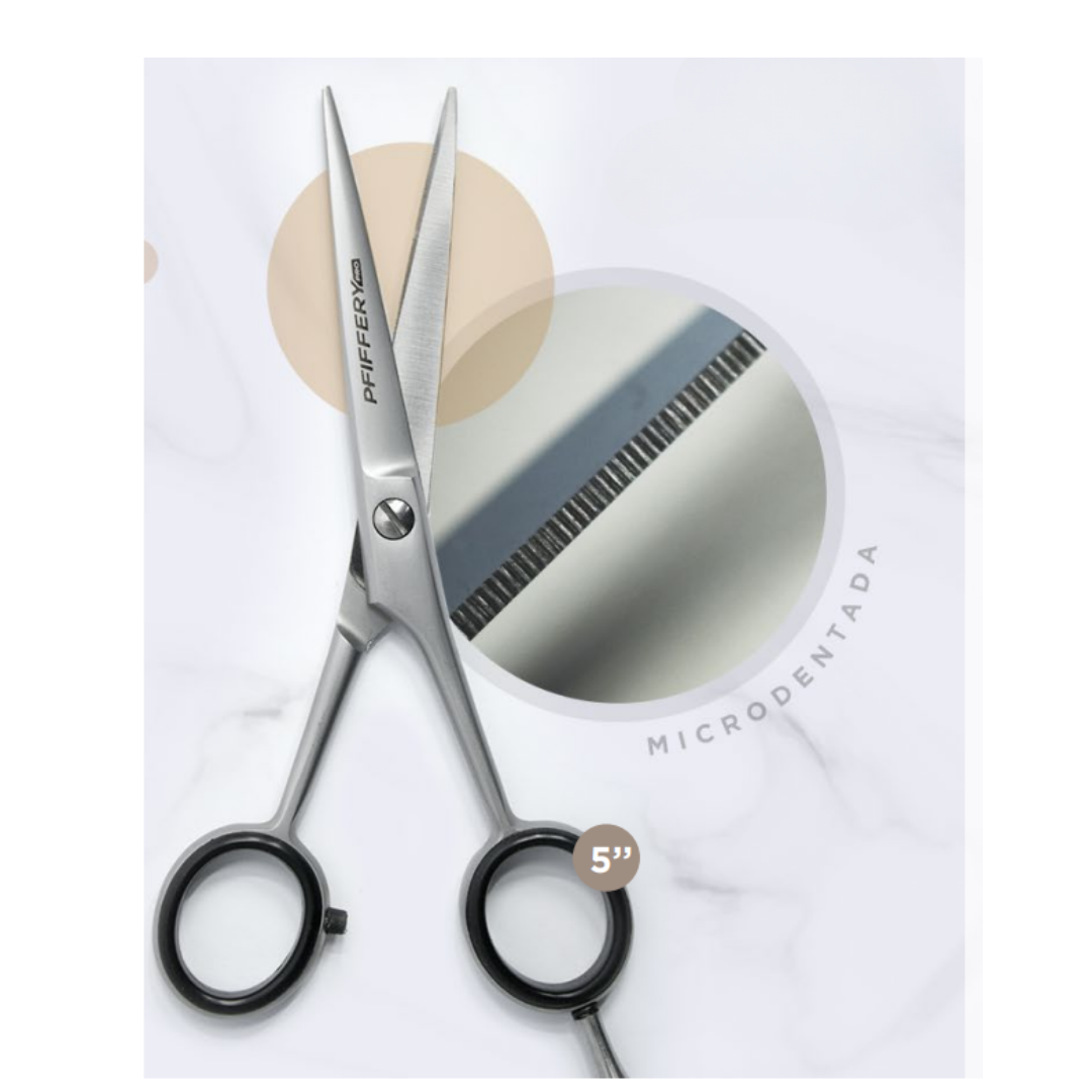 Tijera Microdentada profesional Mango de acero 5 0 pulgadas Pfiffery-1