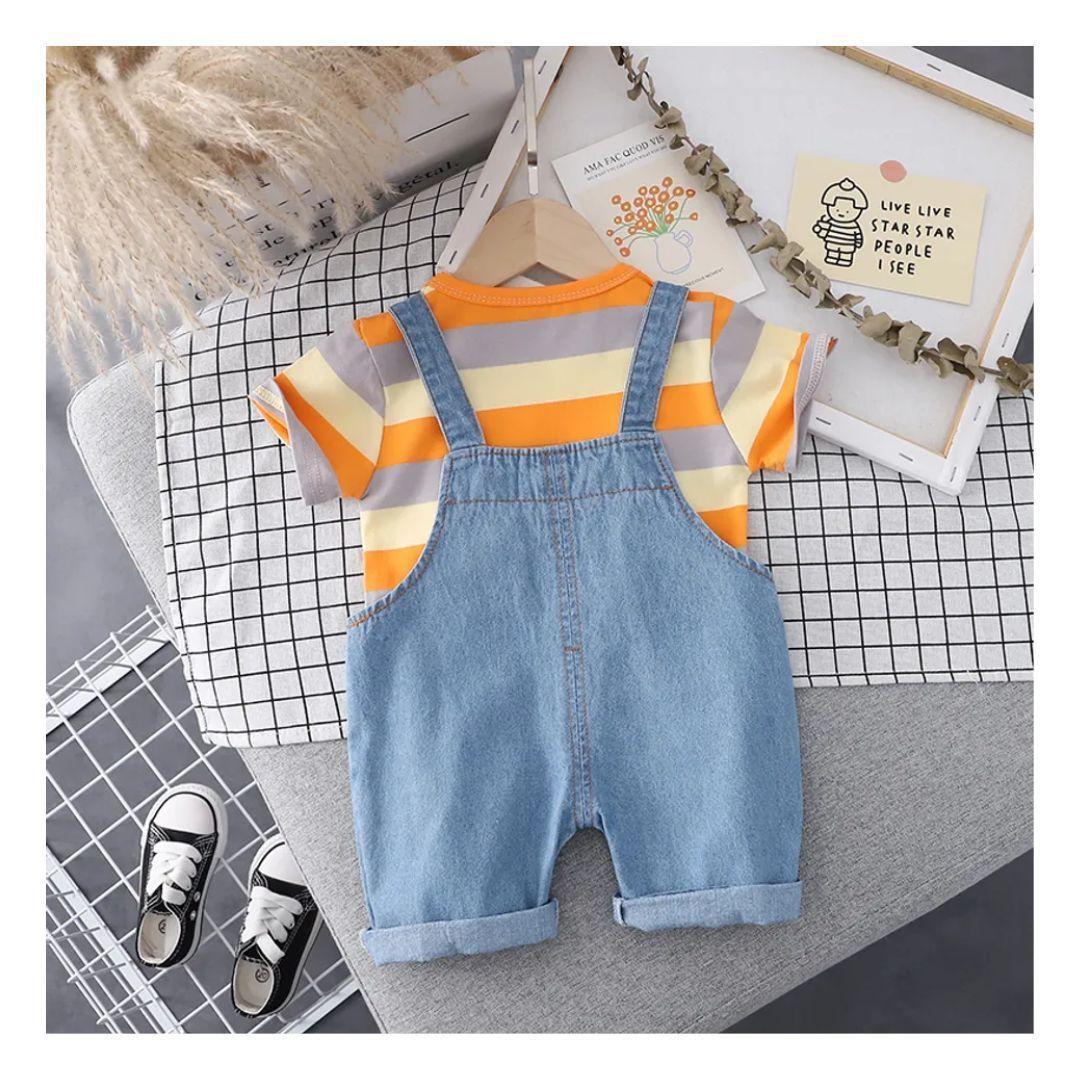 CONJUNTO JARDINERA Y POLERA UNISEX PARA BEBES DE 9 A 12 MESES-3
