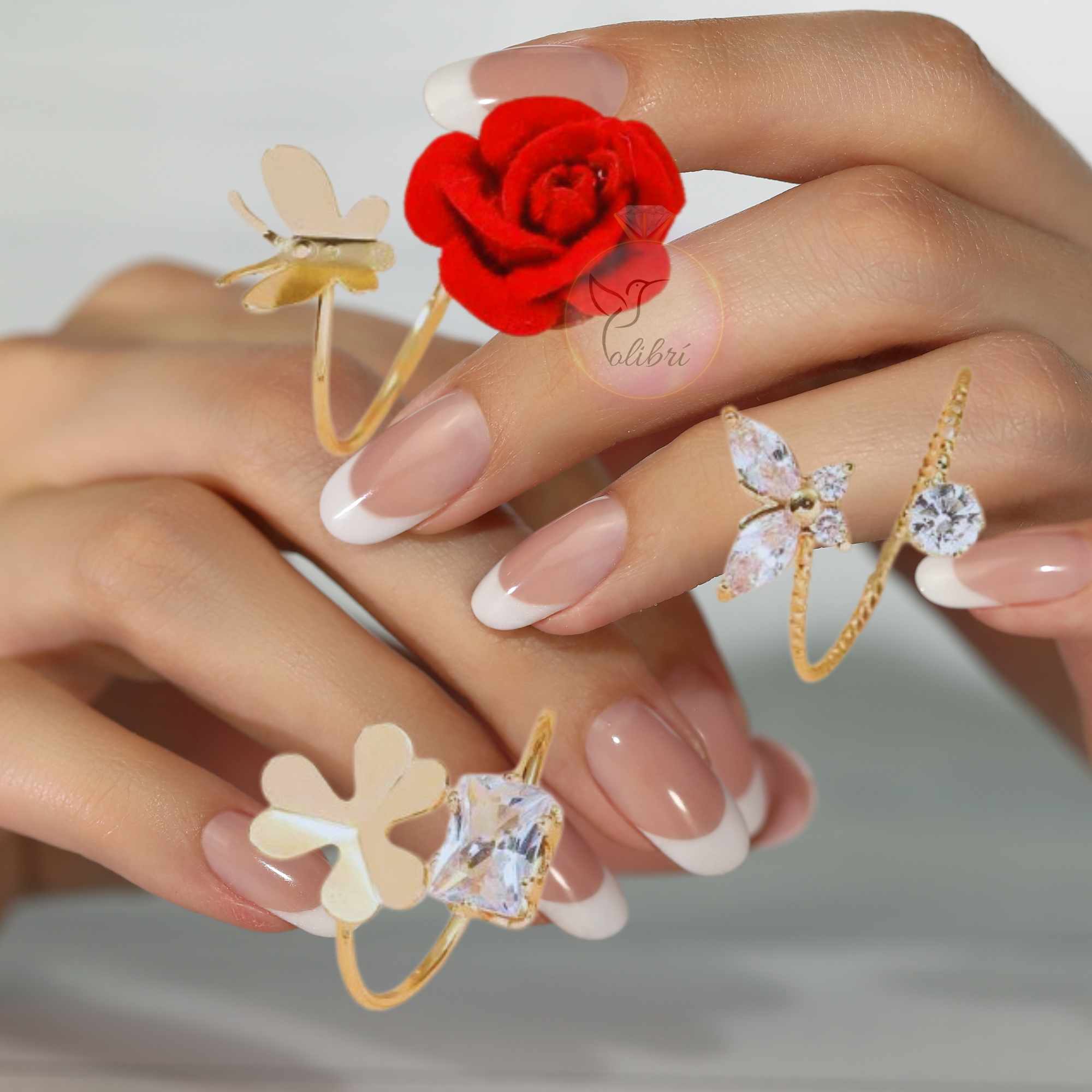 Set de anillos de delicada colección roses en aleación de zinc-2